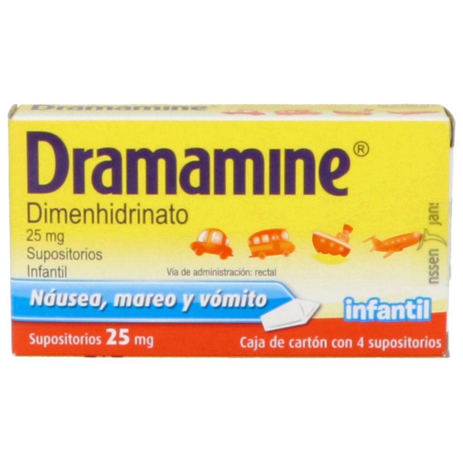 Dramamine Infantil 25 mg Caja Con 4 Supositorios 