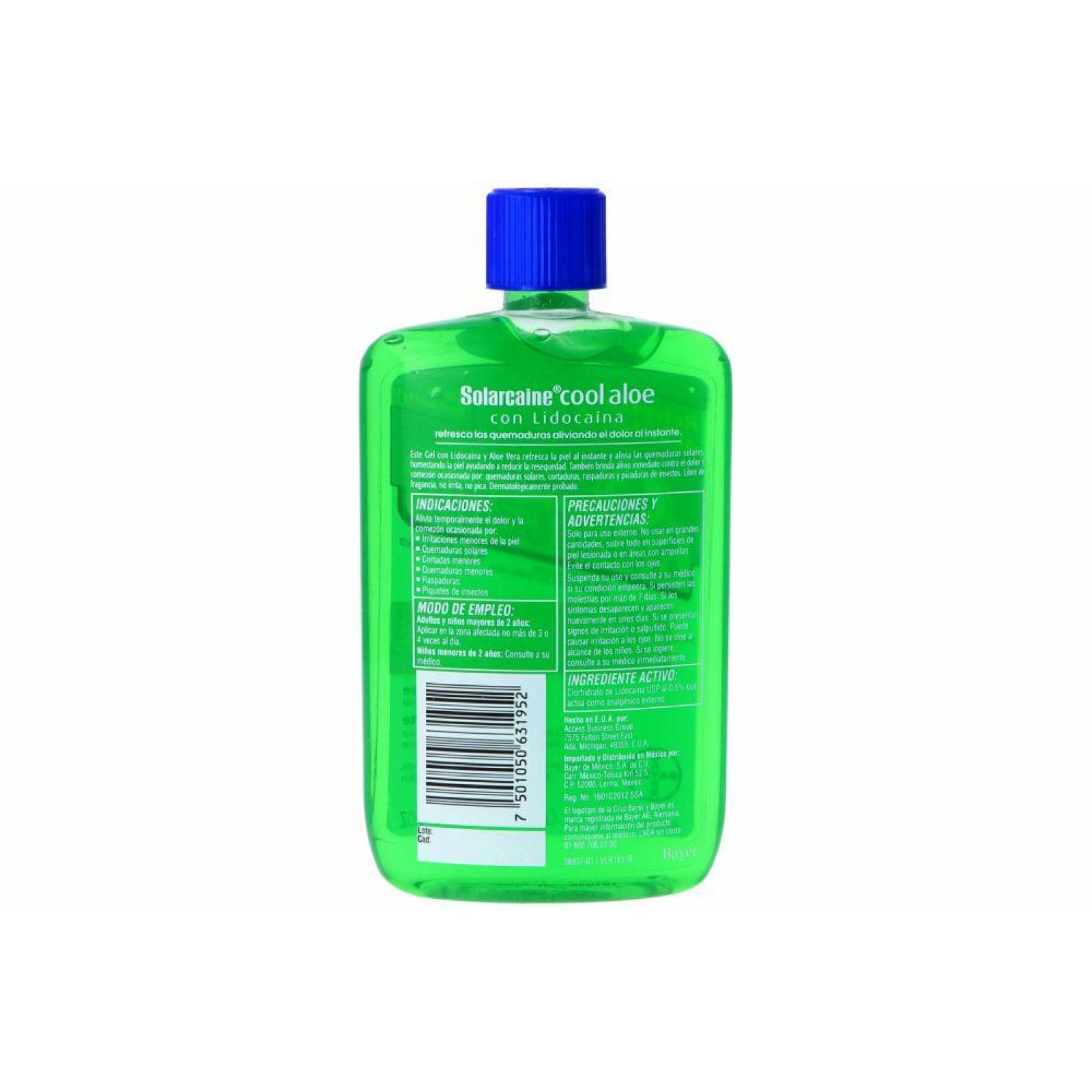 Solarcaine Gel Refrescante Con Lidocaína Botella Con 226 g 