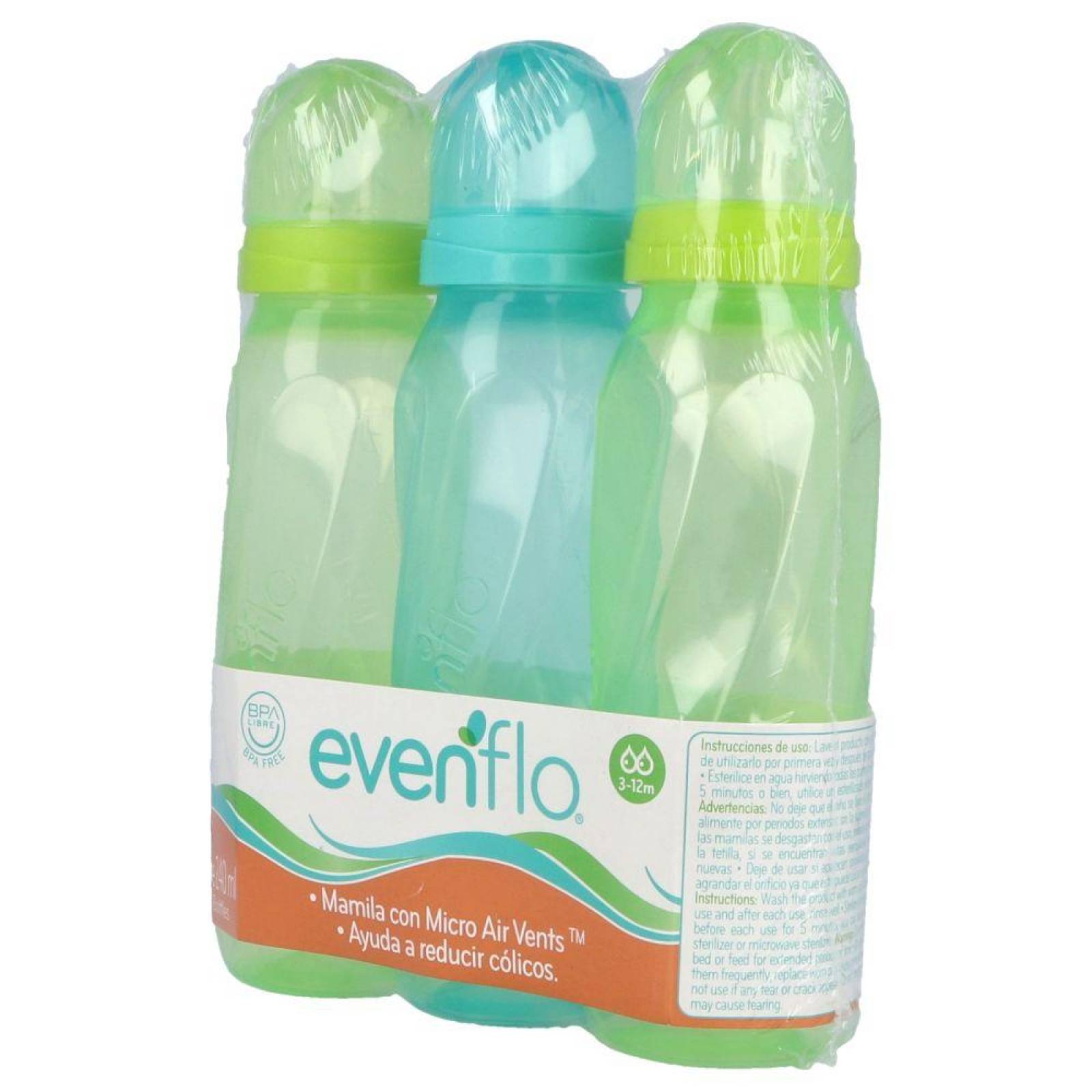 BIBERÓN EVENFLO CLASSIC 3 BIBERONES CON 240 ML 
