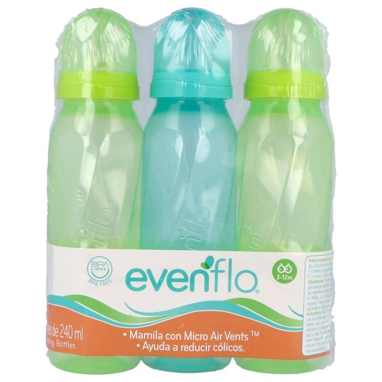 BIBERÓN EVENFLO CLASSIC 3 BIBERONES CON 240 ML 