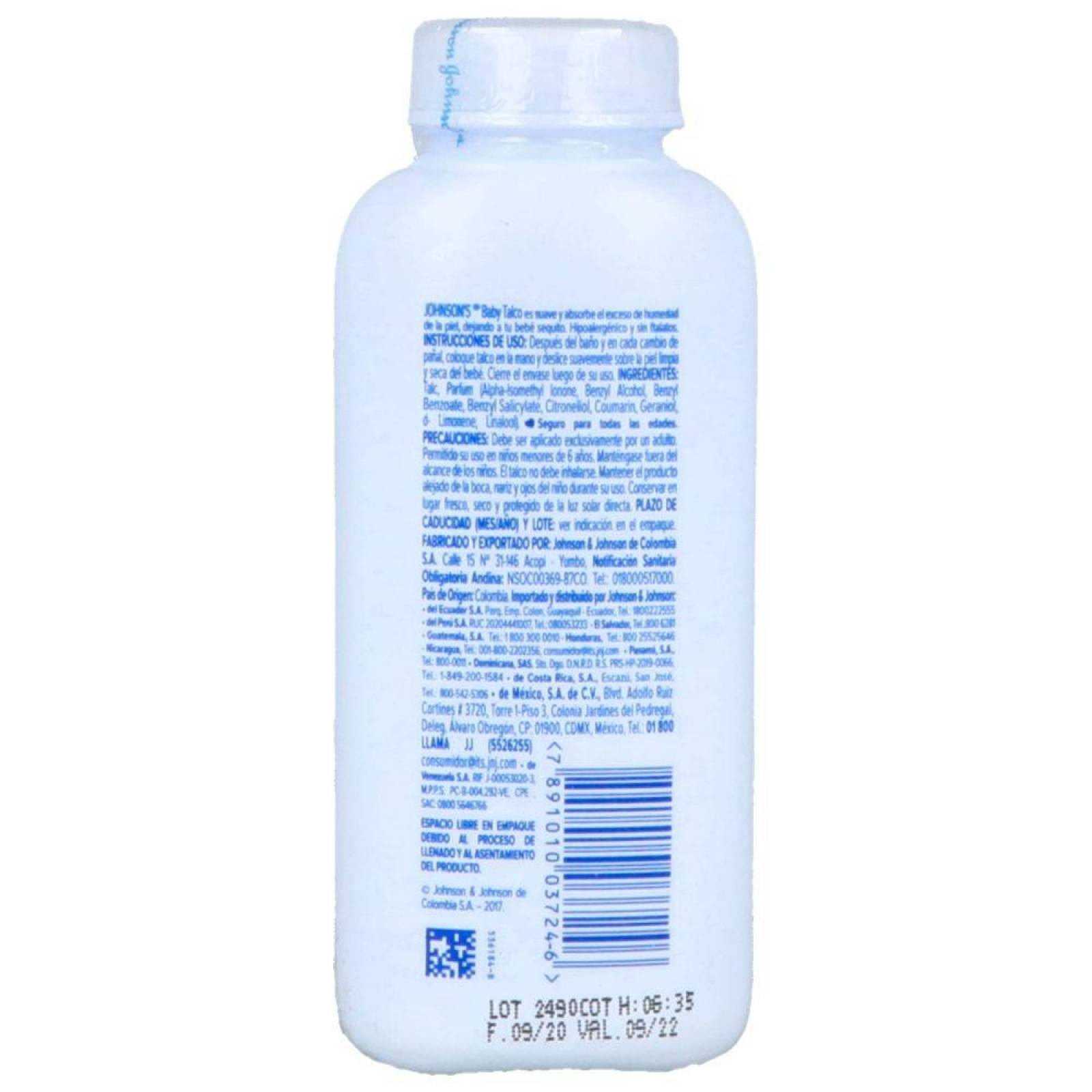 JOHNSONS BABY TALCO FRASCO CON 100 G PARA EL CUERPO 