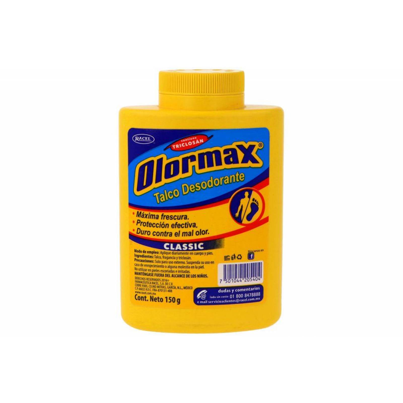 Talco Desodorante Olormax Classic Frasco Con 150 g 