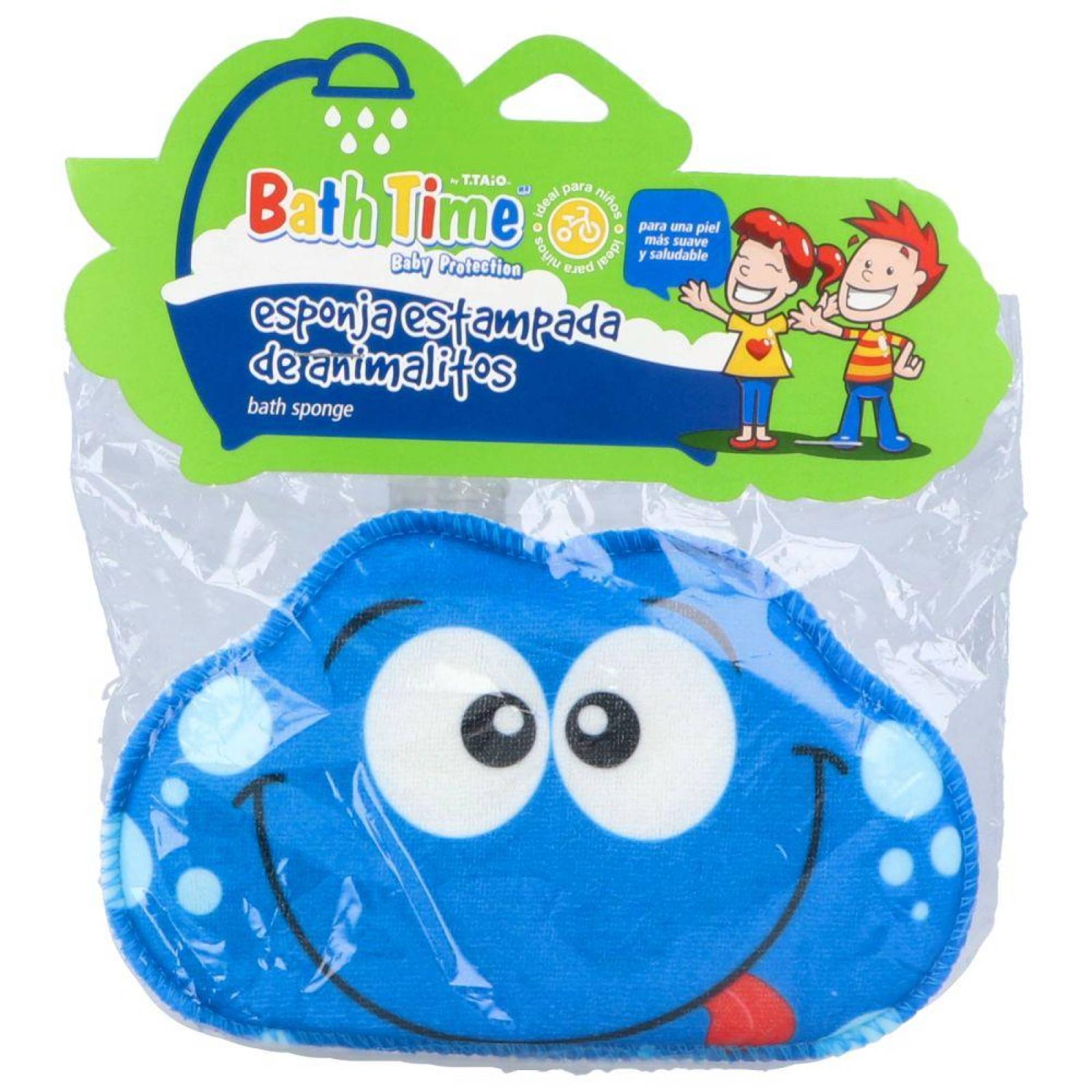 Bath Time Esponja Estampada De Animalitos Bolsa Con 1 Pieza 