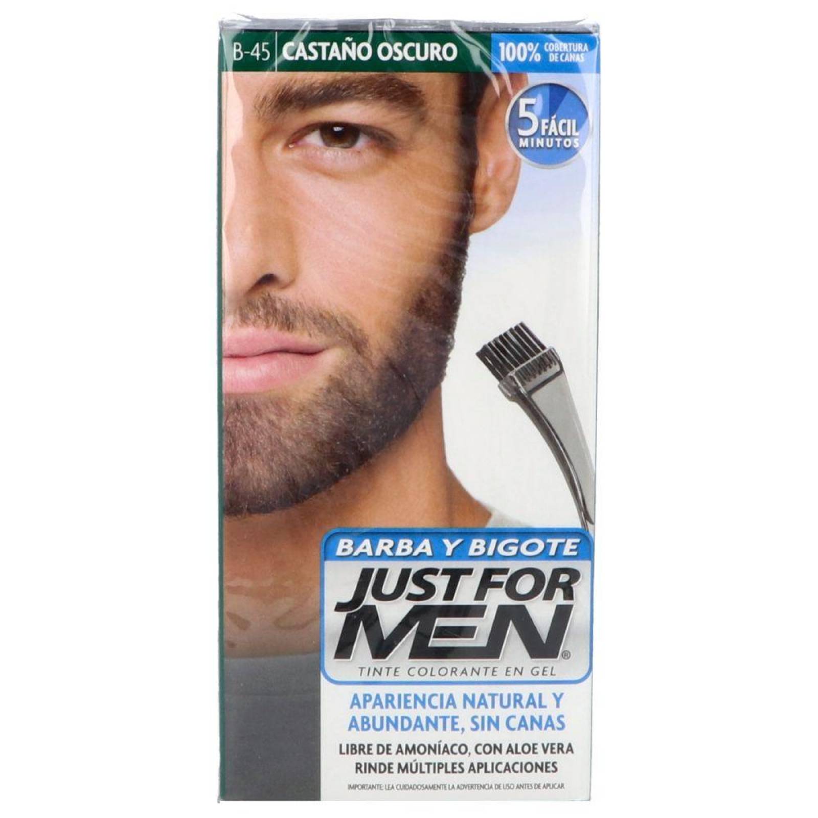 Tinte Just For Men Barba Y Bigote Color Castaño Oscuro Caja Con 1 Pieza 