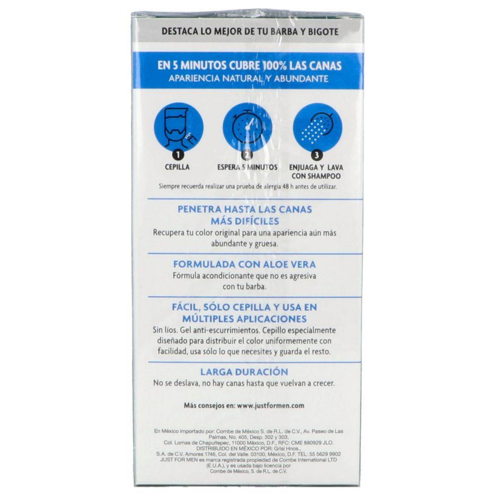 Tinte Just For Men Barba Y Bigote Color Castaño Oscuro Caja Con 1 Pieza 