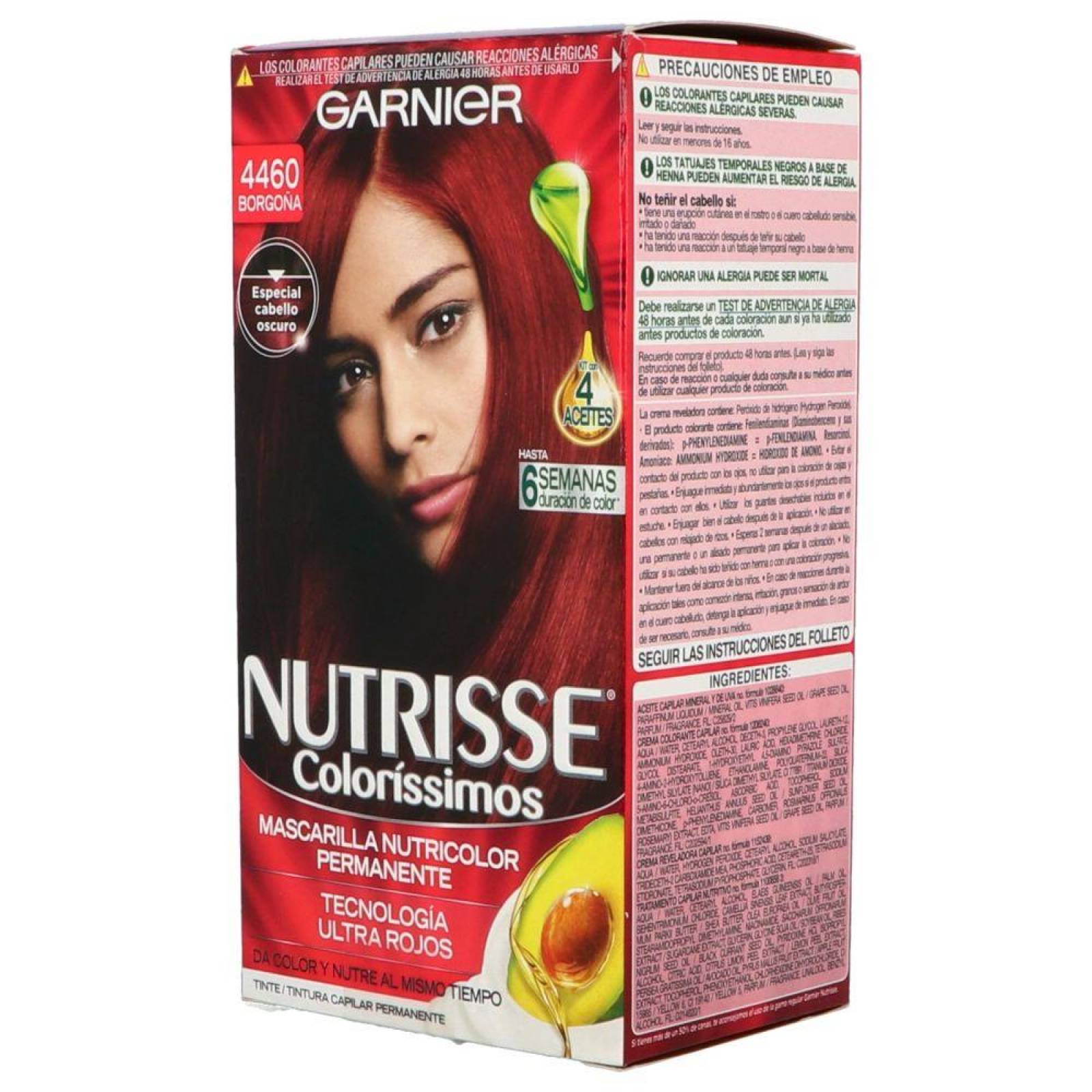 TINTE CAPILAR GARNIER NUTRISSE COLORISSIMOS BORGOÑA CAJA CON 5 PIEZAS 