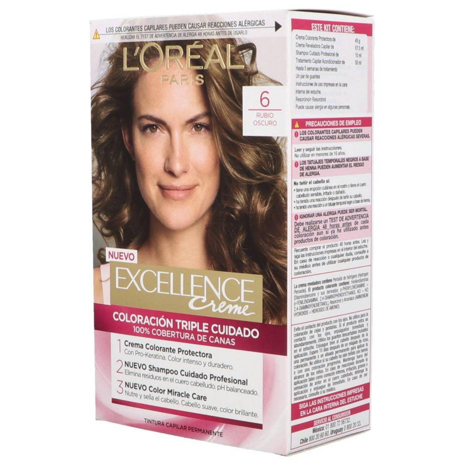 Loréal Excellence Creme Tintura Caja con 3 Piezas - Rubio Oscuro 