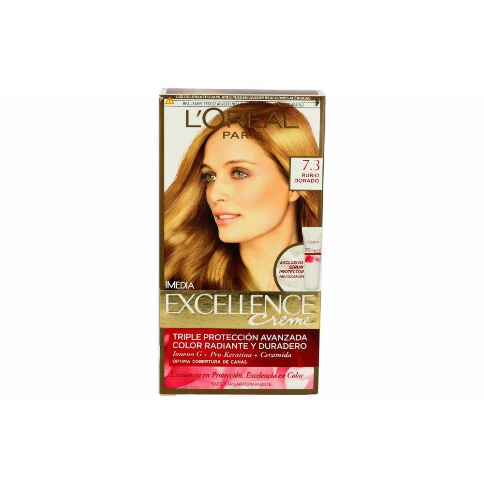 Tinte Para Cabello Loreal Paris Imédia Excellence Caja Con 7 Piezas Color Rubio Dorado 7.3 