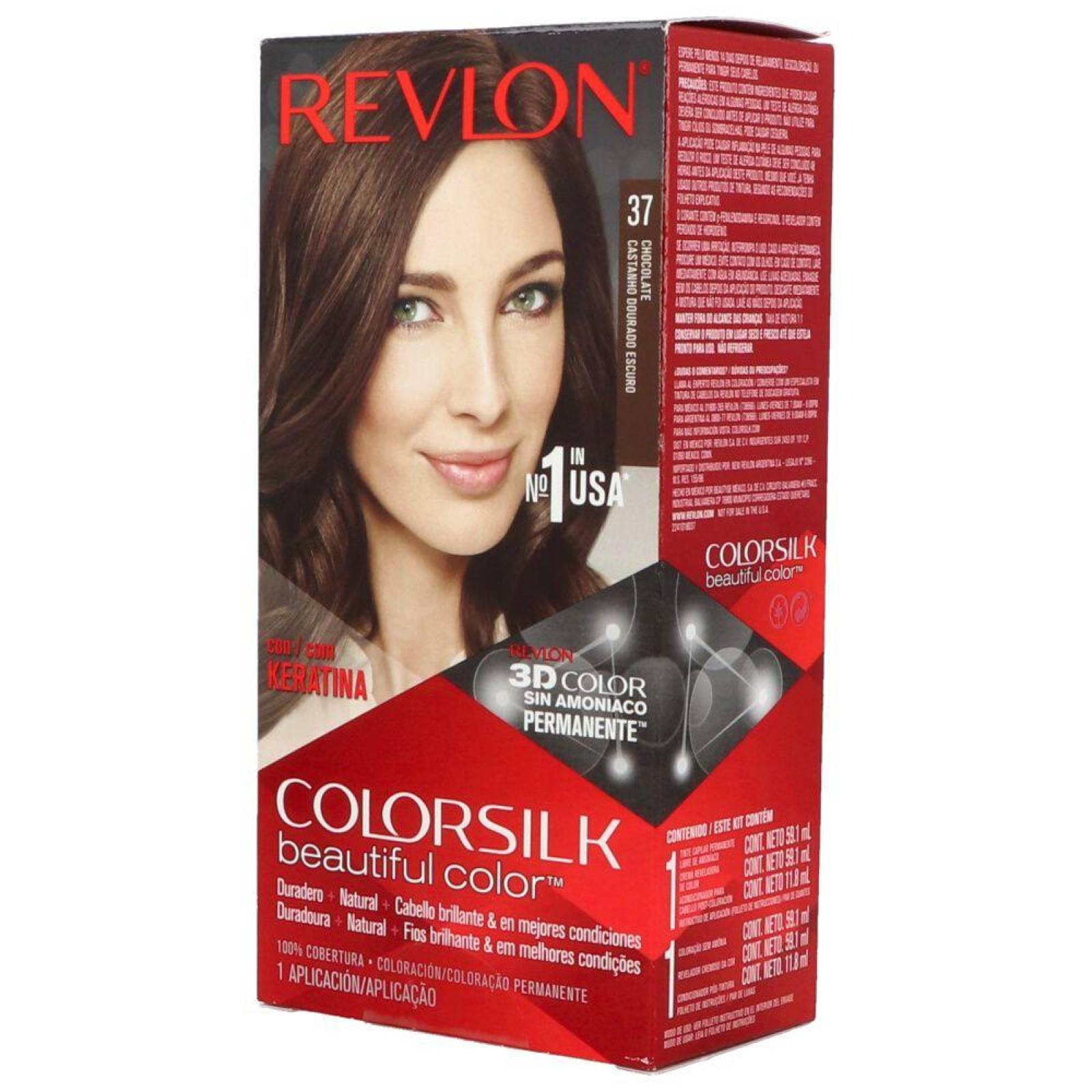Revlon Colorsilk Tinte Chocolate 37 Caja Con Frasco Con 130 mL 