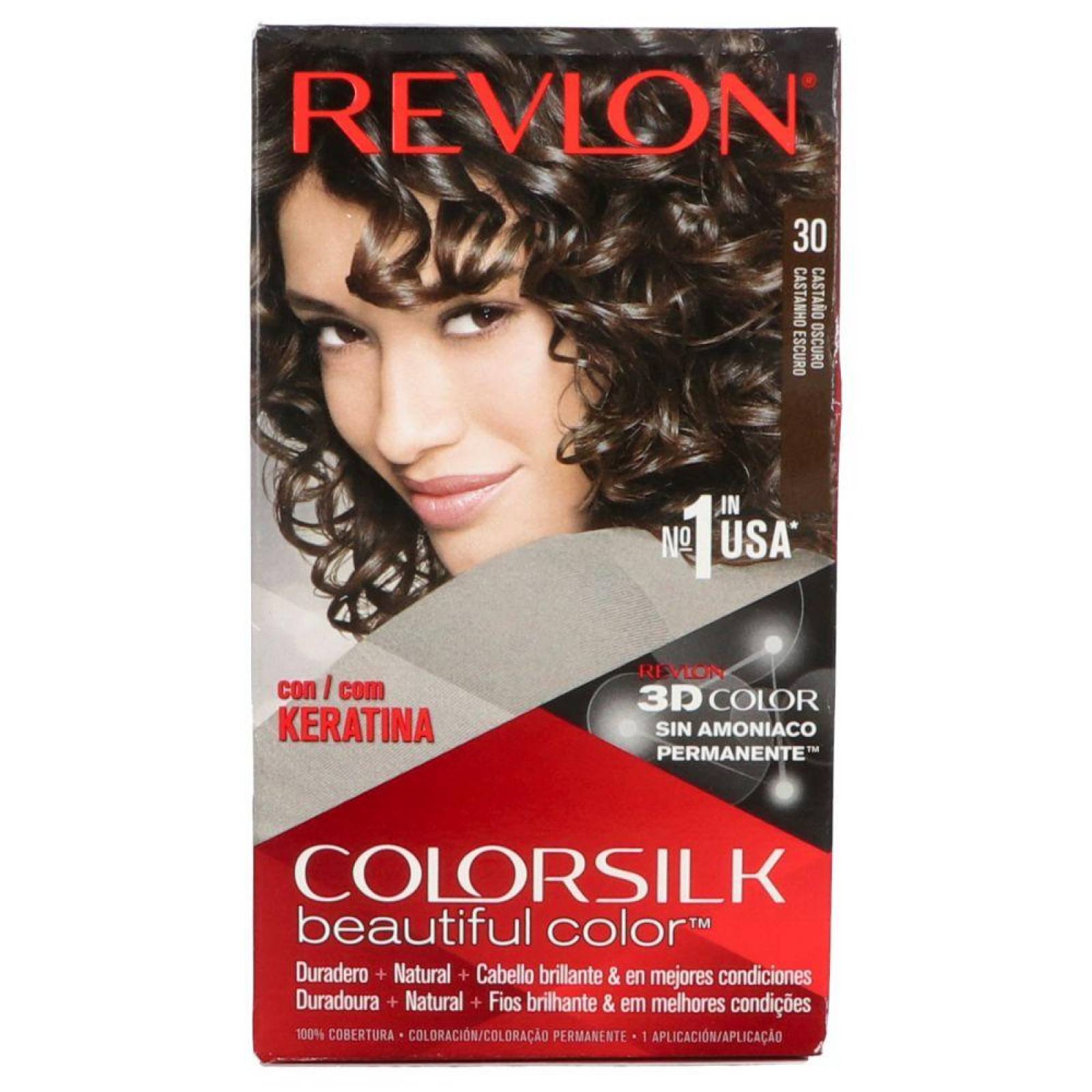 Revlon Colorsilk Tinte Permanente 30 Castaño Oscuro Caja Con 1 Aplicación 