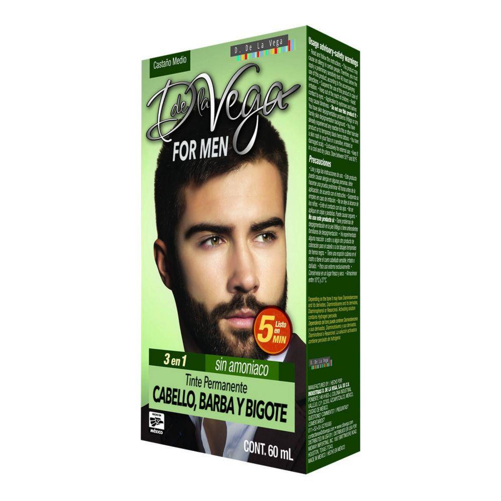 Tinte En Crema De la Vega Para Hombre Castaño Medio Caja Con 5 Piezas 