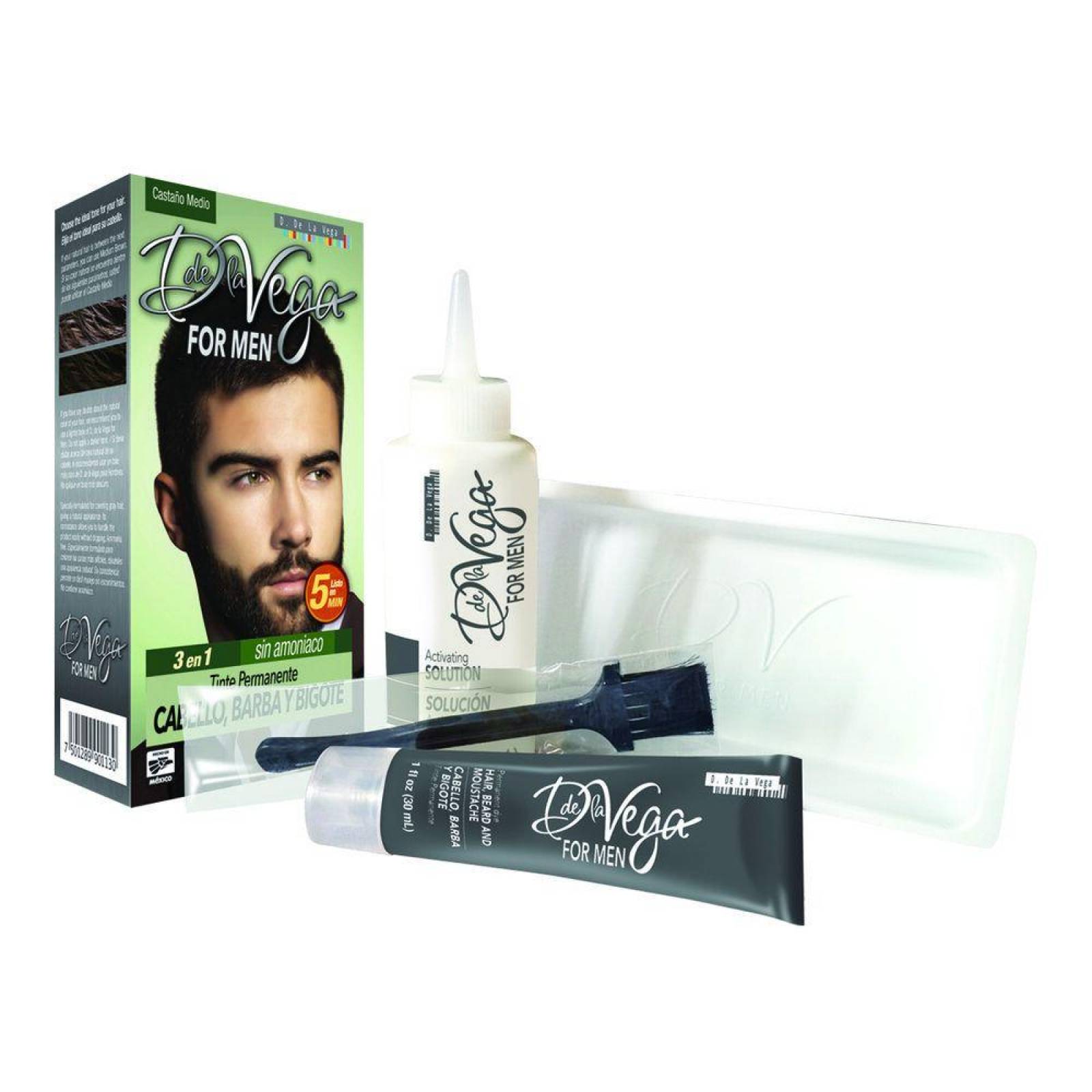 Tinte En Crema De la Vega Para Hombre Castaño Medio Caja Con 5 Piezas 
