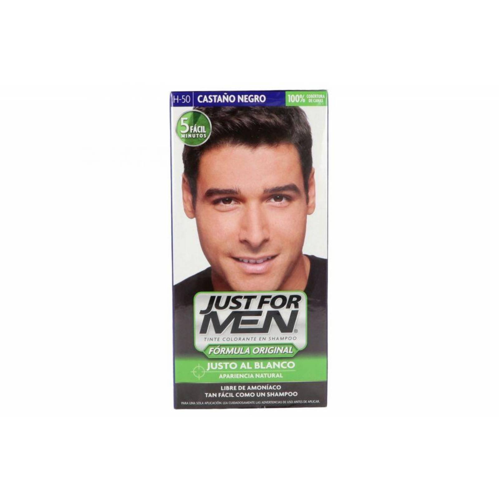 Just For Men Caja Con Tinte Colorante En Shampoo Color Castaño Negro 