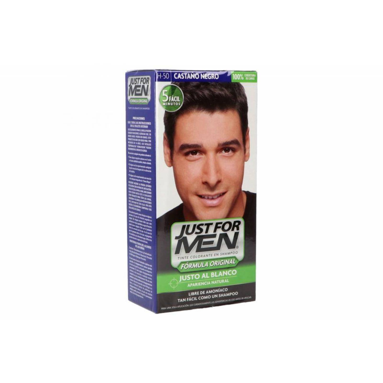Just For Men Caja Con Tinte Colorante En Shampoo Color Castaño Negro 