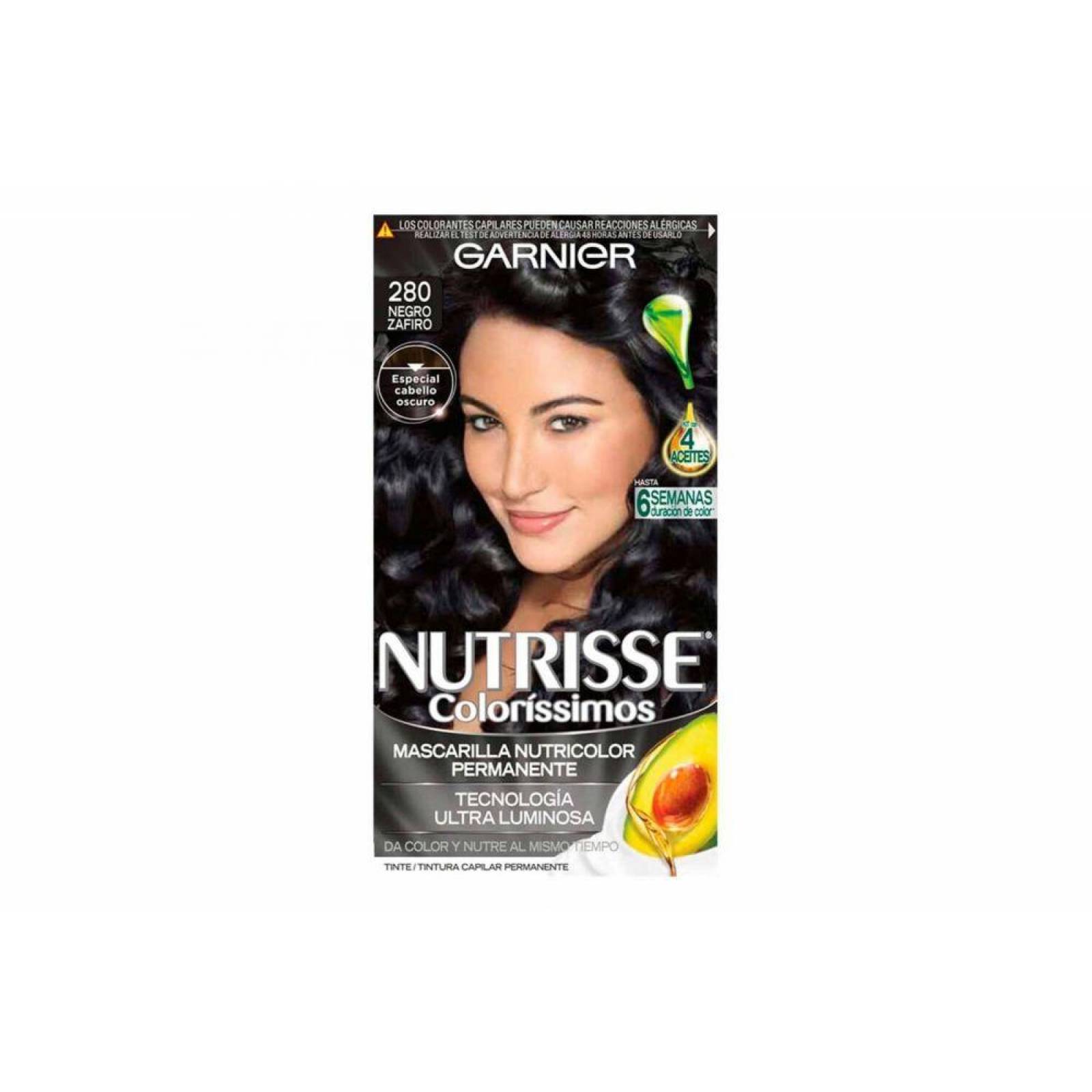 TINTE CAPILAR GARNIER NUTRISSE COLORISSIMOS NEGRO ZAFIRO CAJA CON 5 PIEZAS 