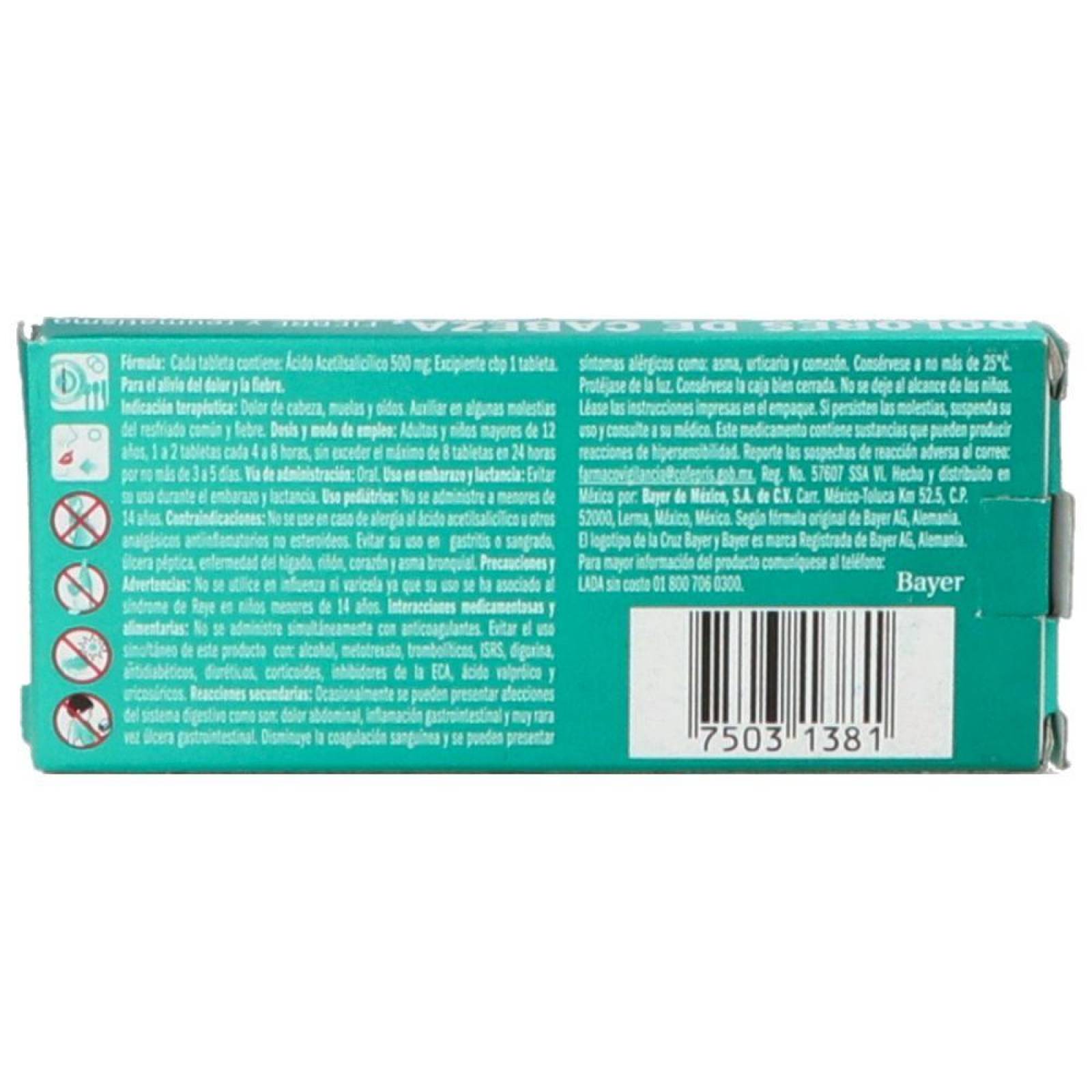 Aspirina 500 mg Caja Con 10 Tabletas Masticables 
