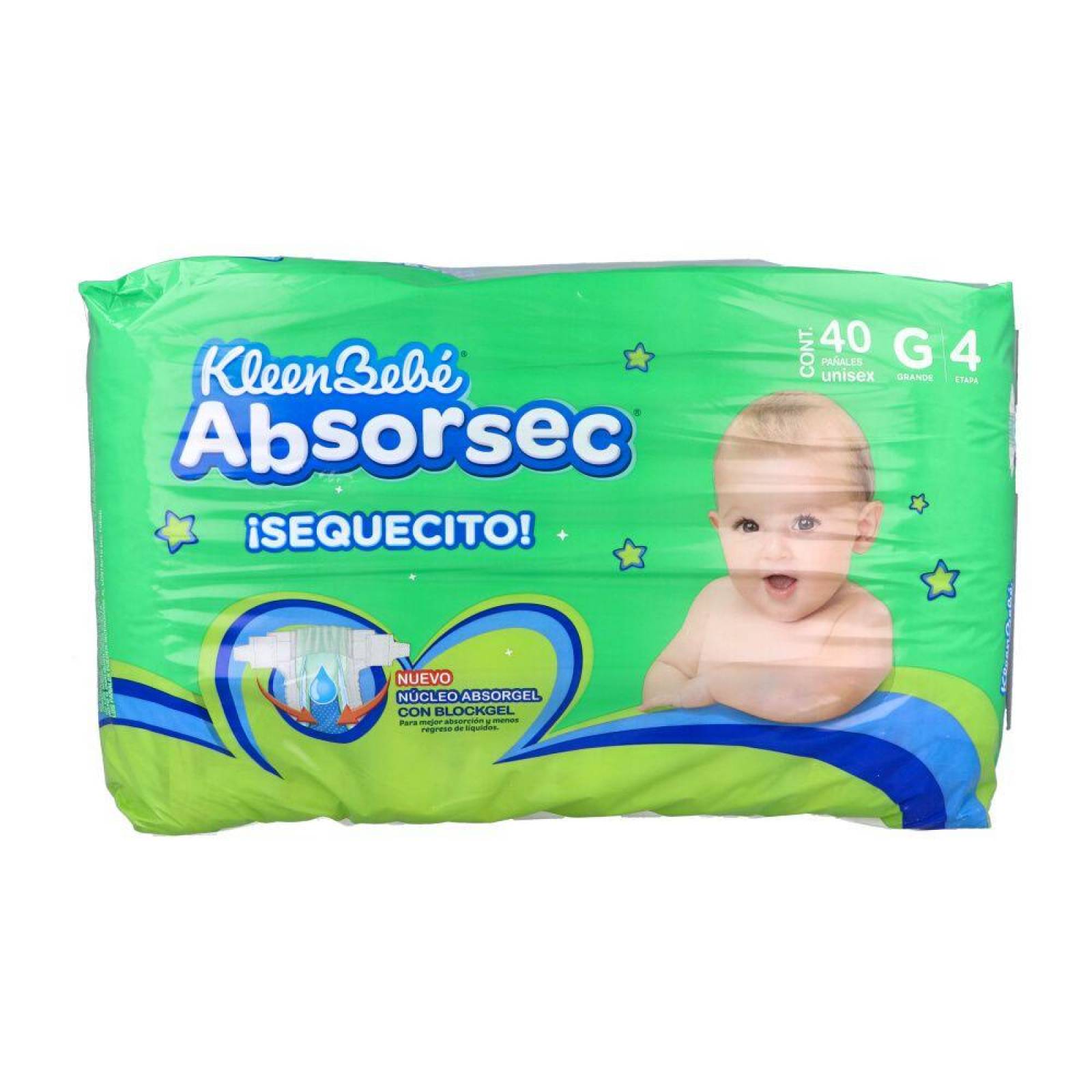 Kleen Bebé Absorsec Ultra Etapa G 9-13Kg Paquete Con 40 Pañales 