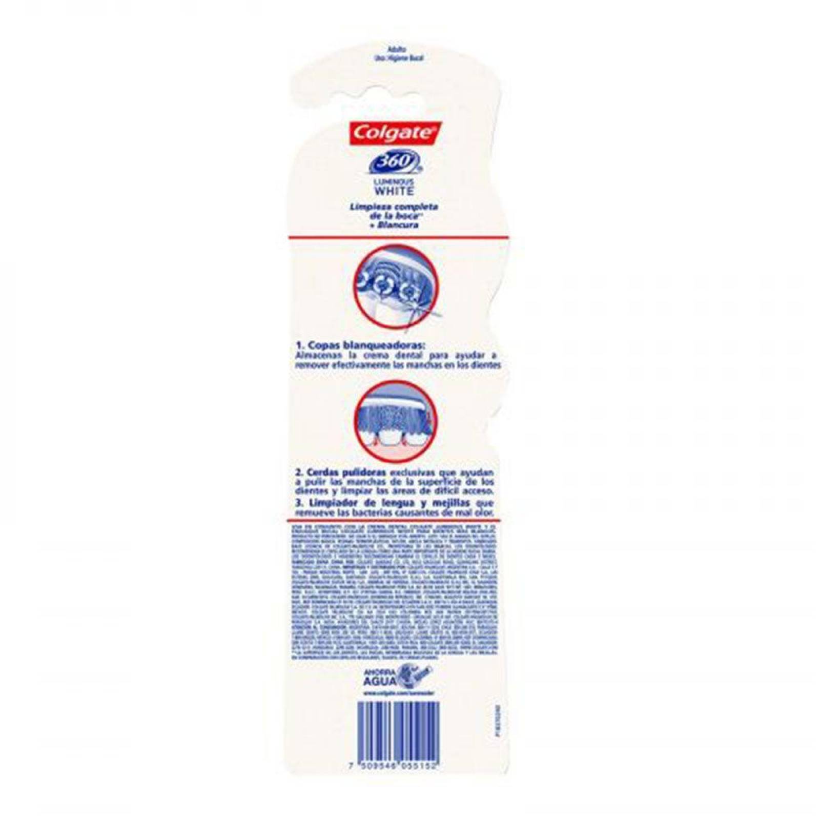 Cepillo Dental Medio Colgate Luminous White 360 Adulto 