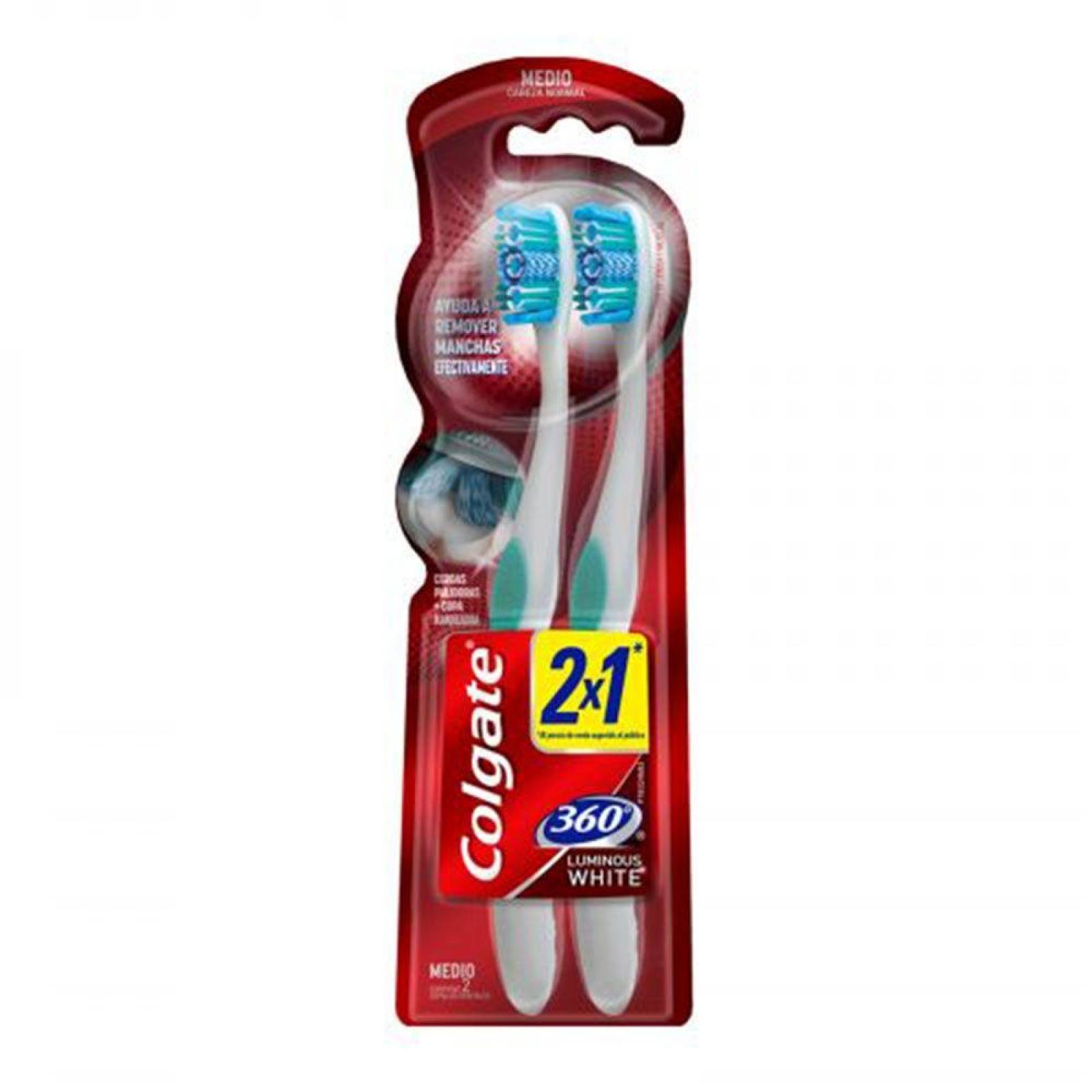 Cepillo Dental Medio Colgate Luminous White 360 Adulto 