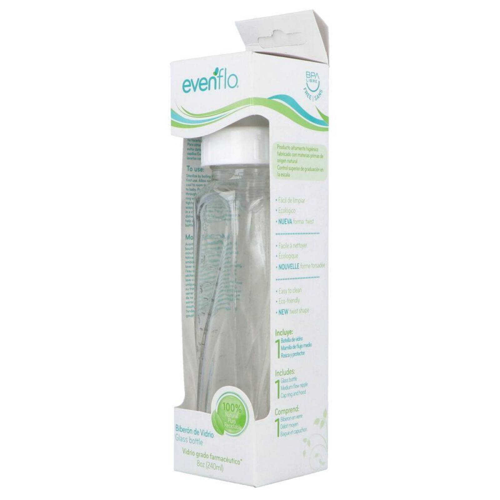 Biberón Evenflo Vidrio 8 Onzas Con 1 Pieza 