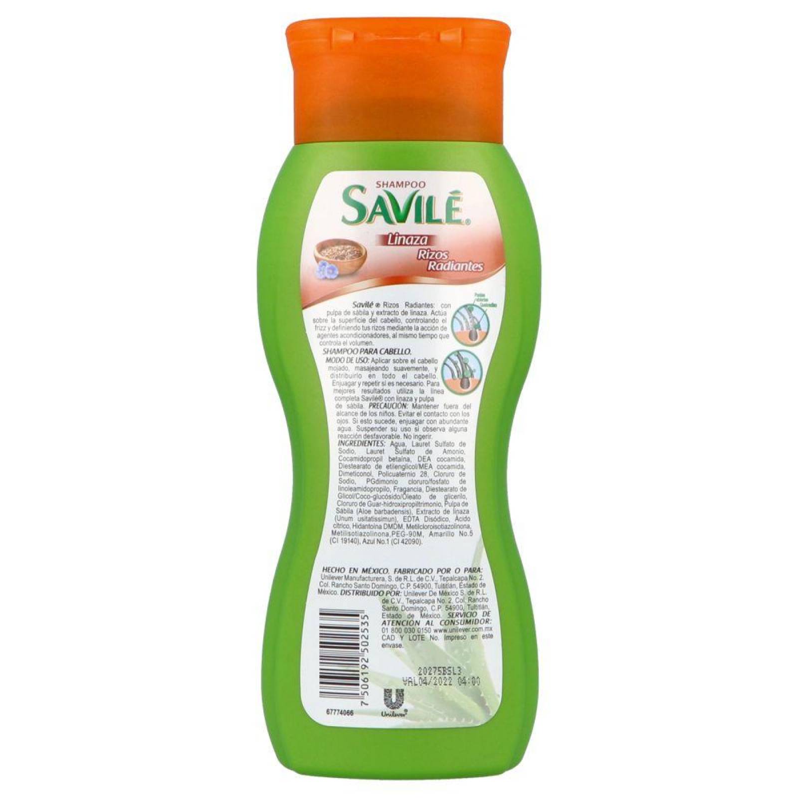 SHAMPOO SAVILE CONTROL CAÍDA Rizos radiantes FRASCO CON 370 ML 
