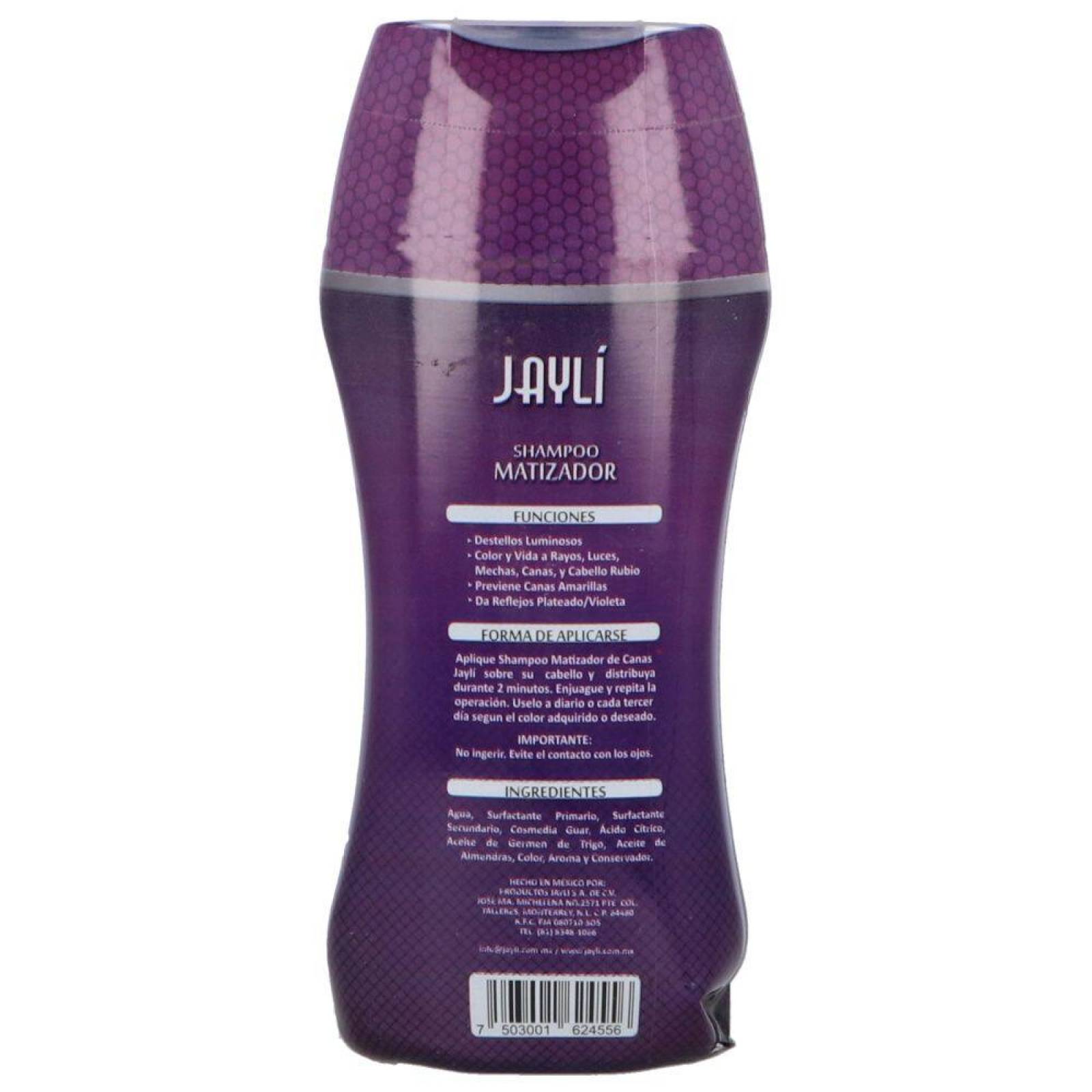 Jayli Shampoo Matizador De Canas Plateado Violeta Frasco Con 250 mL 