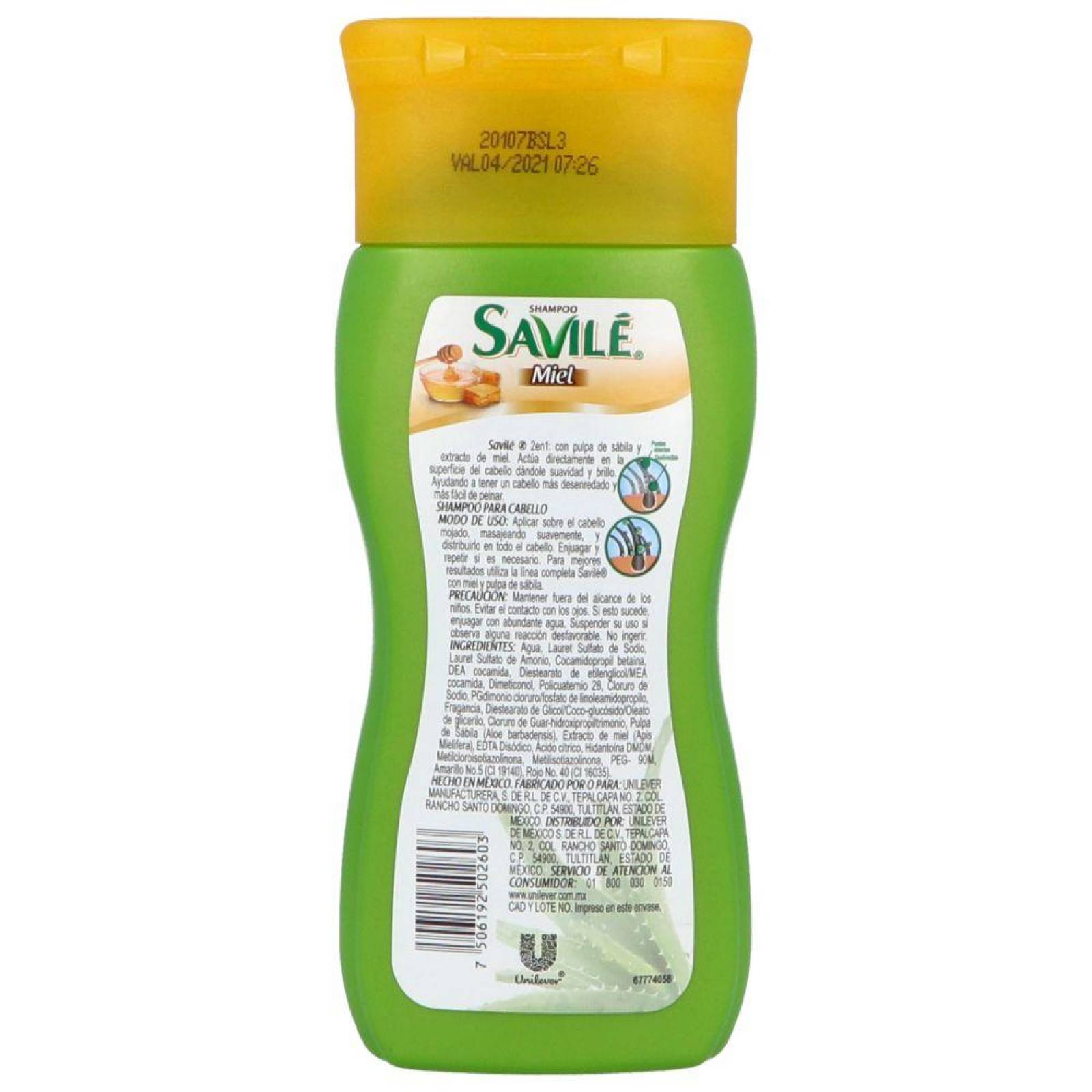 SHAMPOO SAVILE CONTROL CAÍDA 2 EN 1 FRASCO CON 180 ML 