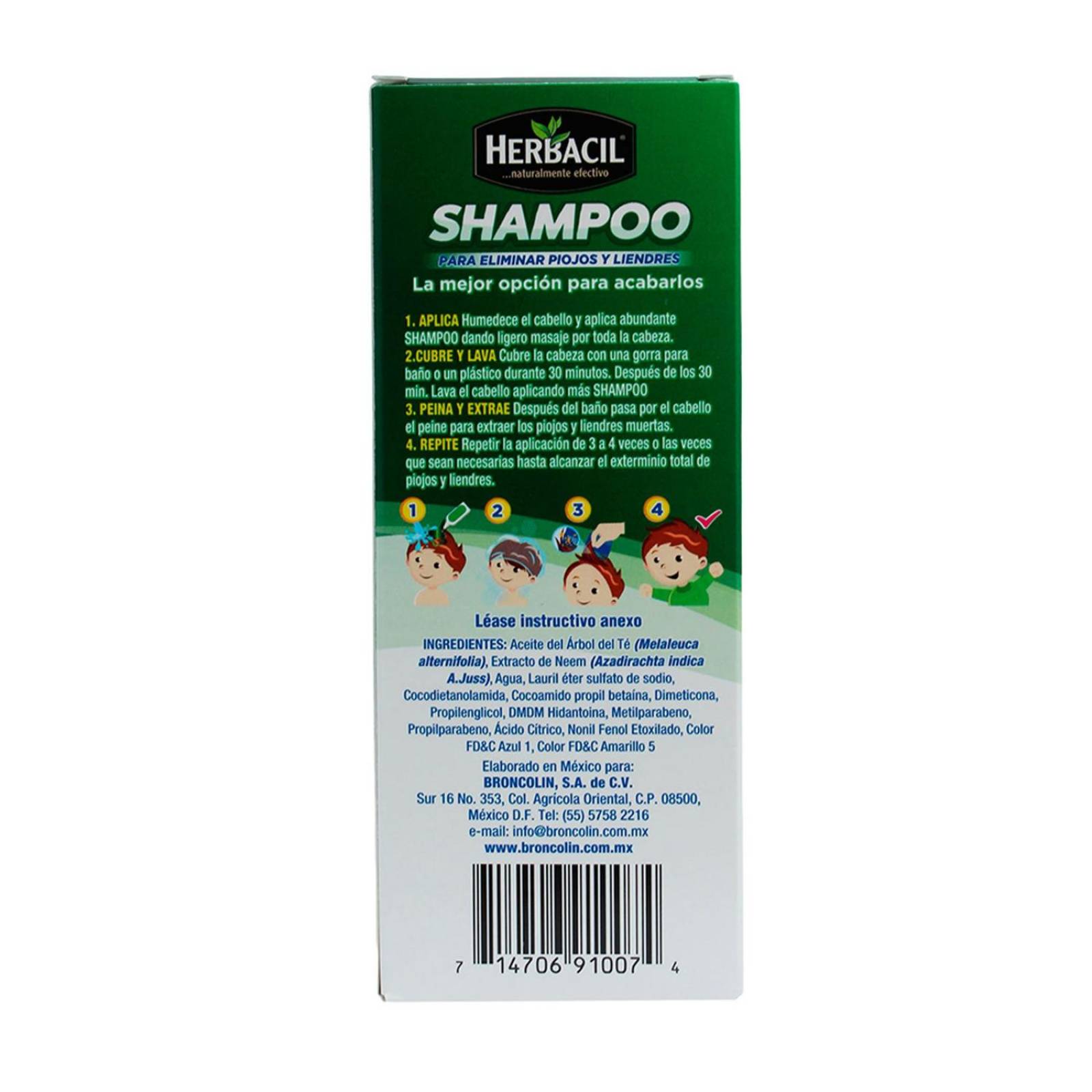 Shampoo Herbacil Piojos-Liendres Frasco De 120 mL 