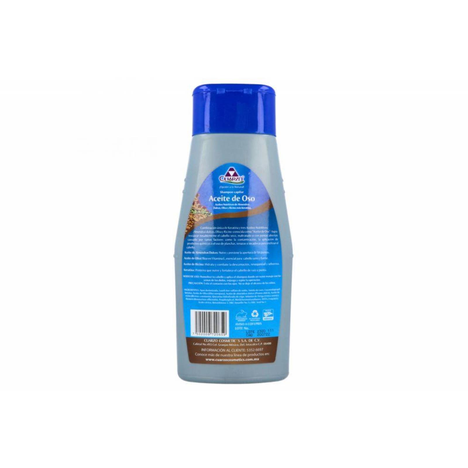 Shampoo Capilar De Aceite De Oso Botella Con 500 mL + 50 mL Gratis 