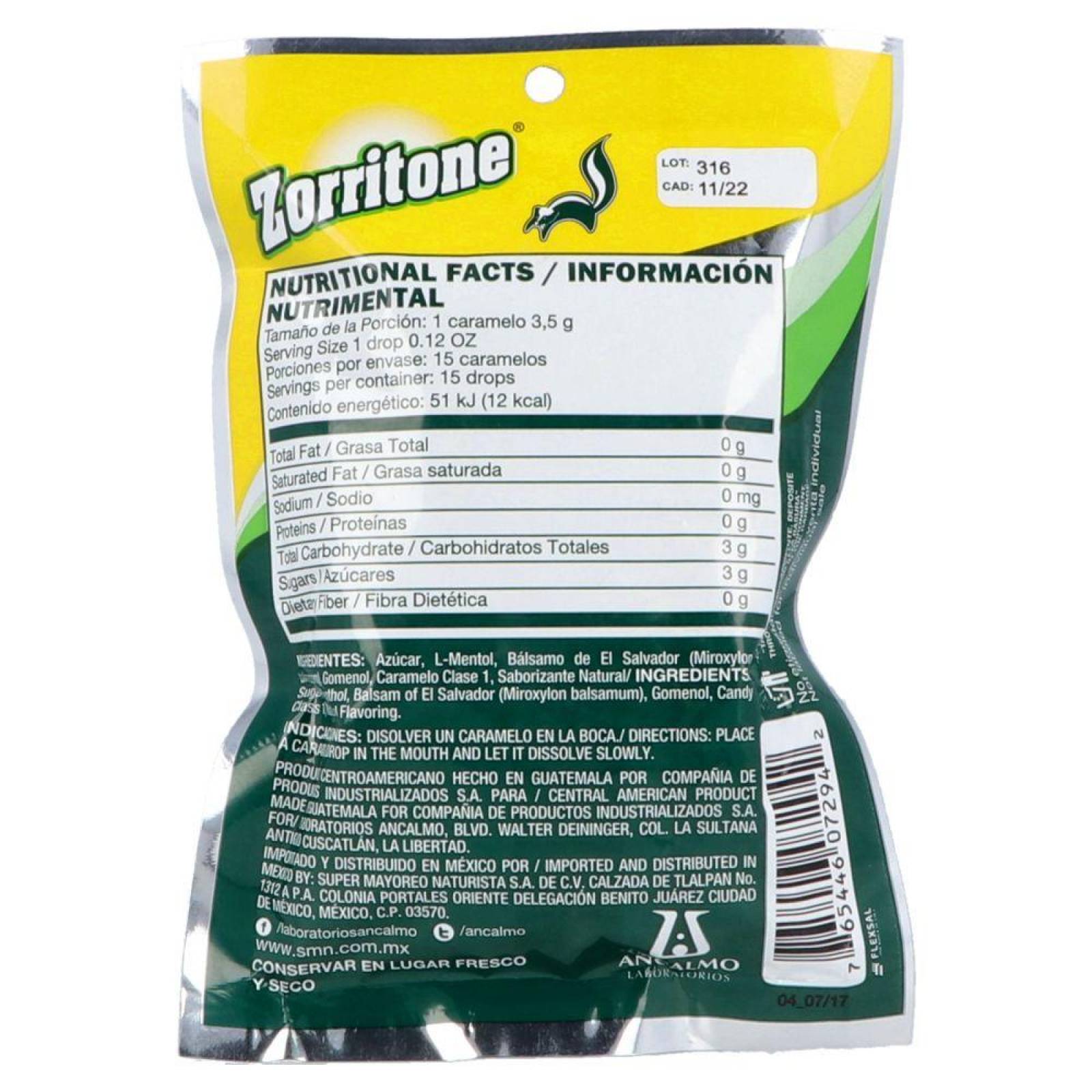 ZORRITONE 52.5 G CARAMELO 15 P 