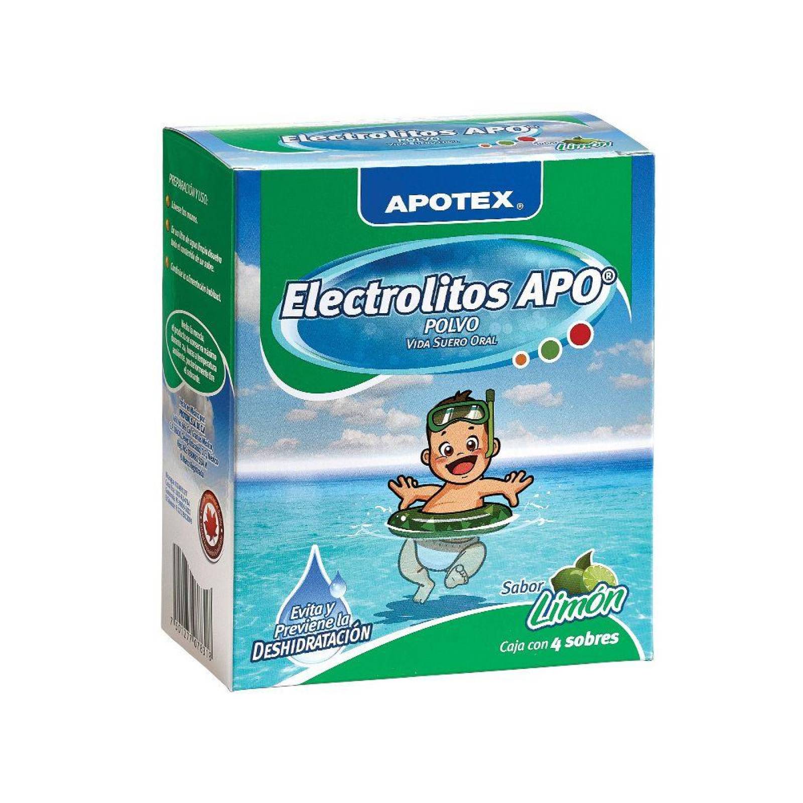 Electrolitos Apo Caja Con 4 Sobres De 28.3 g Sabor Limón 