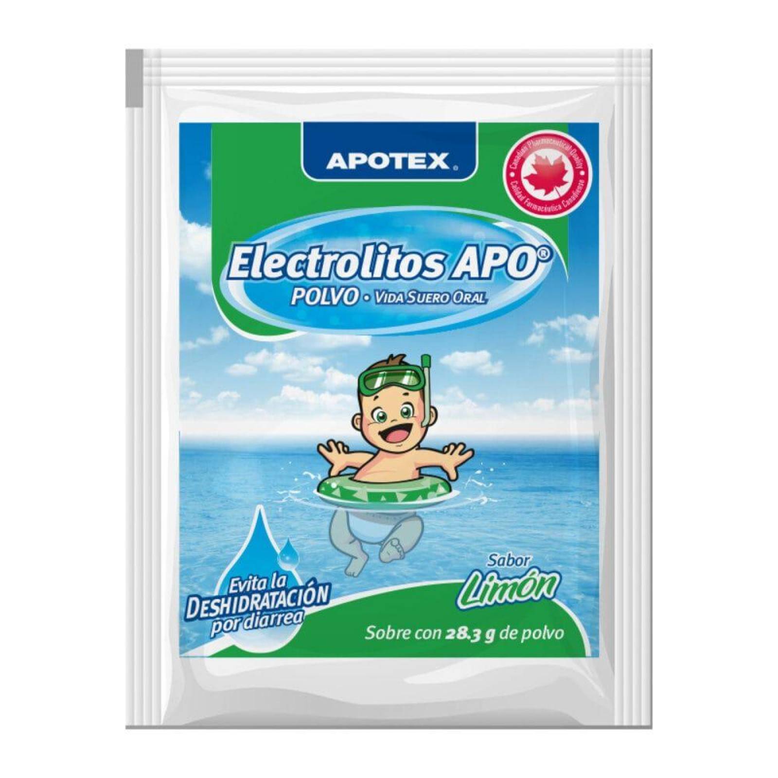 Electrolitos Apo Caja Con 4 Sobres De 28.3 g Sabor Limón 