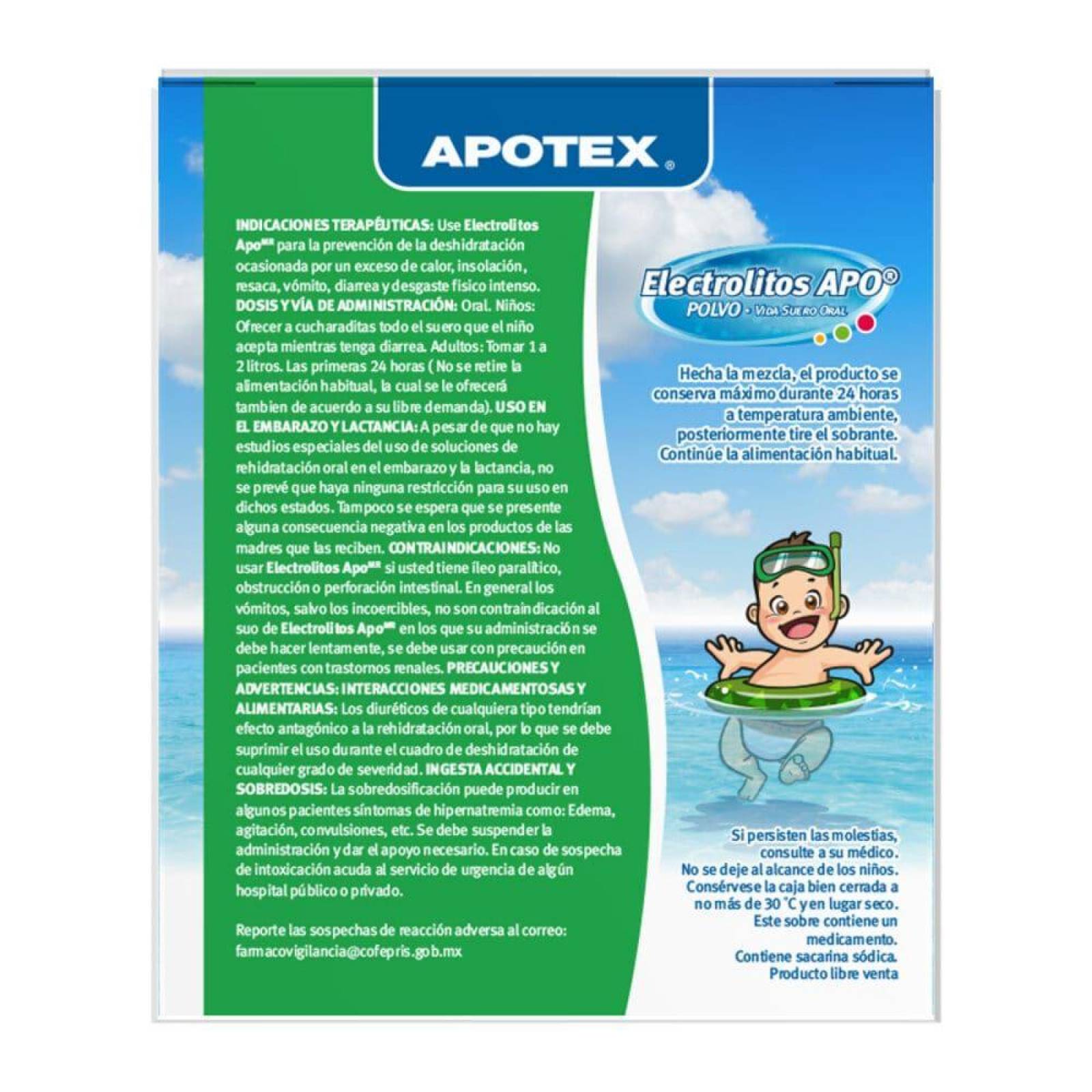 Electrolitos Apo Caja Con 4 Sobres De 28.3 g Sabor Limón 