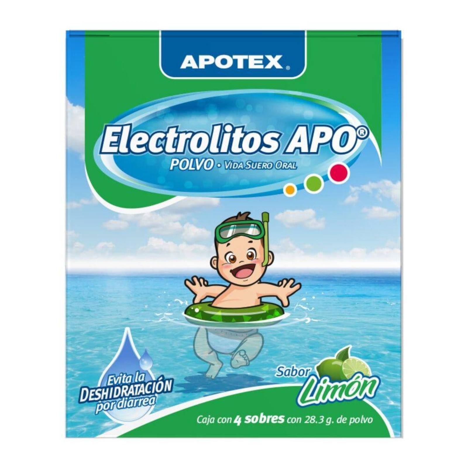Electrolitos Apo Caja Con 4 Sobres De 28.3 g Sabor Limón 