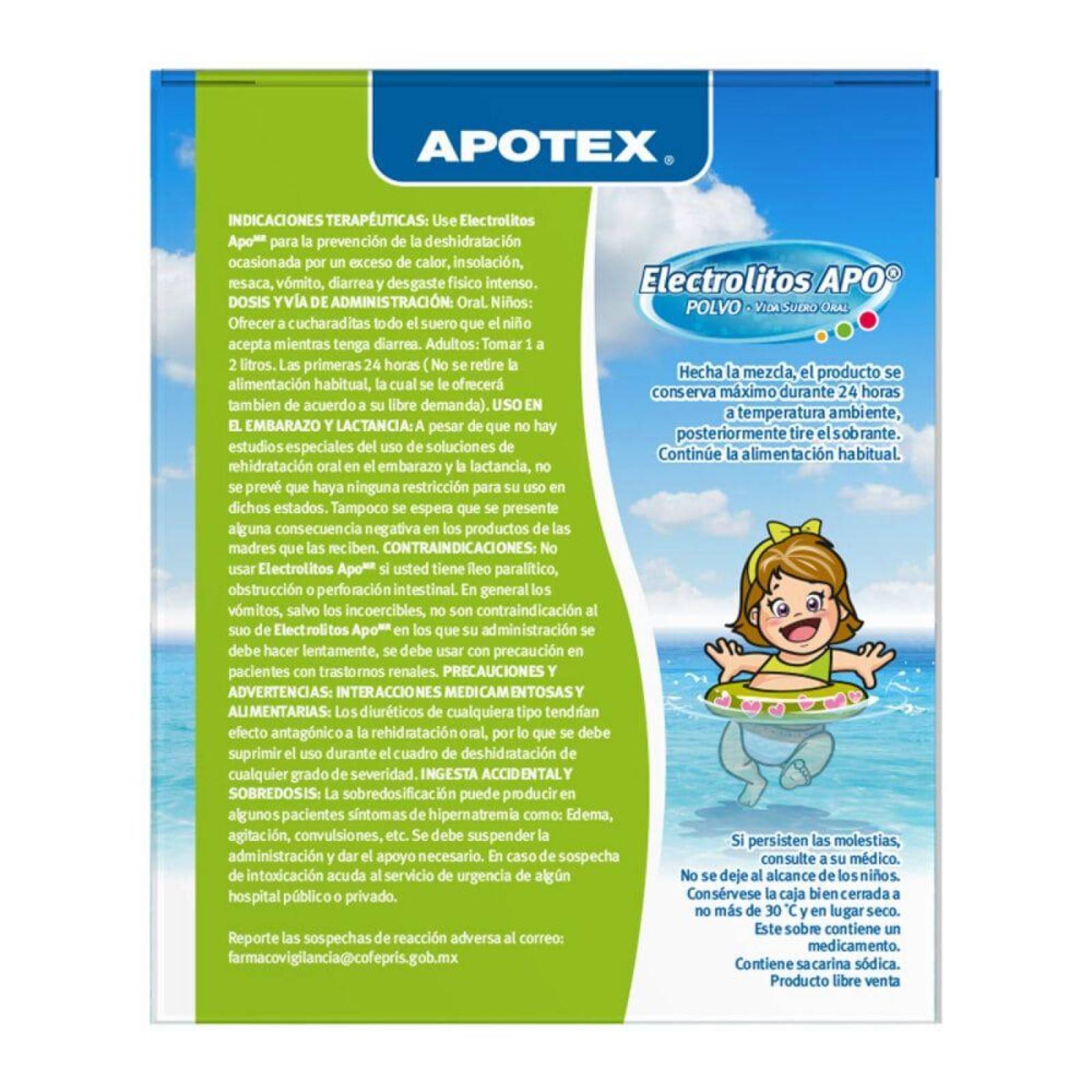 Electrolitos Apo Caja Con 4 Sobres De 28.3 g Sabor Lima - Limón 