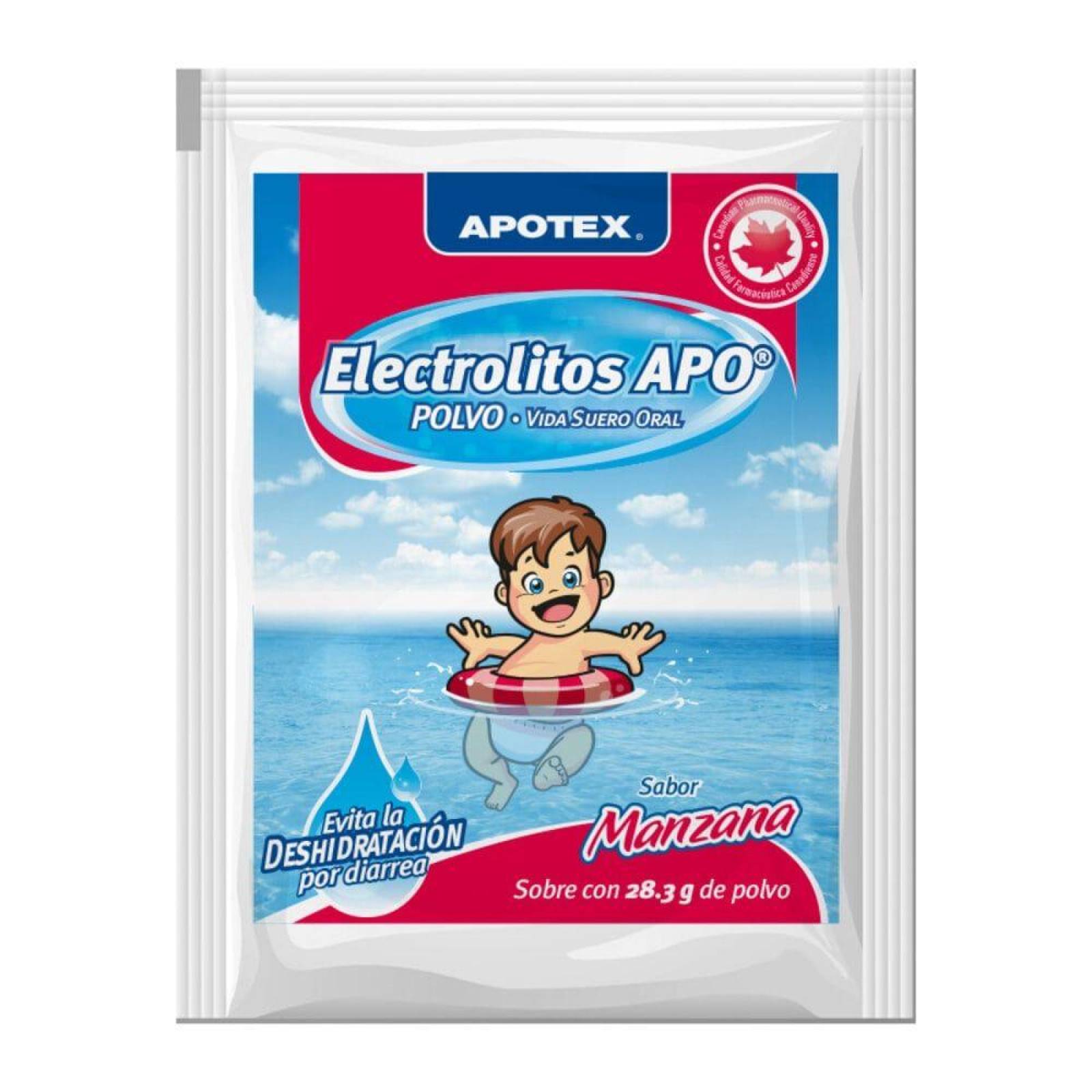 Electrolitos Apo Caja Con 4 Sobres De 28.3 g Sabor Manzana 