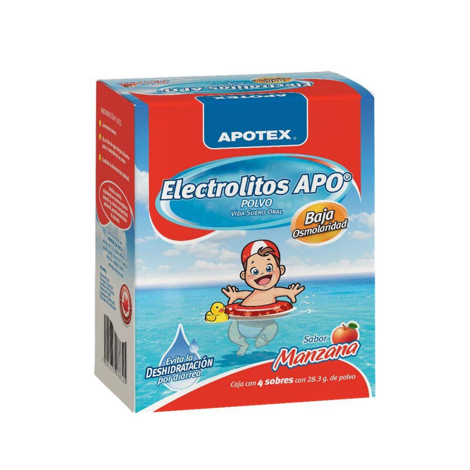 Electrolitos Apo Baja Osmolaridad Caja Con 4 Sobres De 20.7 g Sabor Manzana 