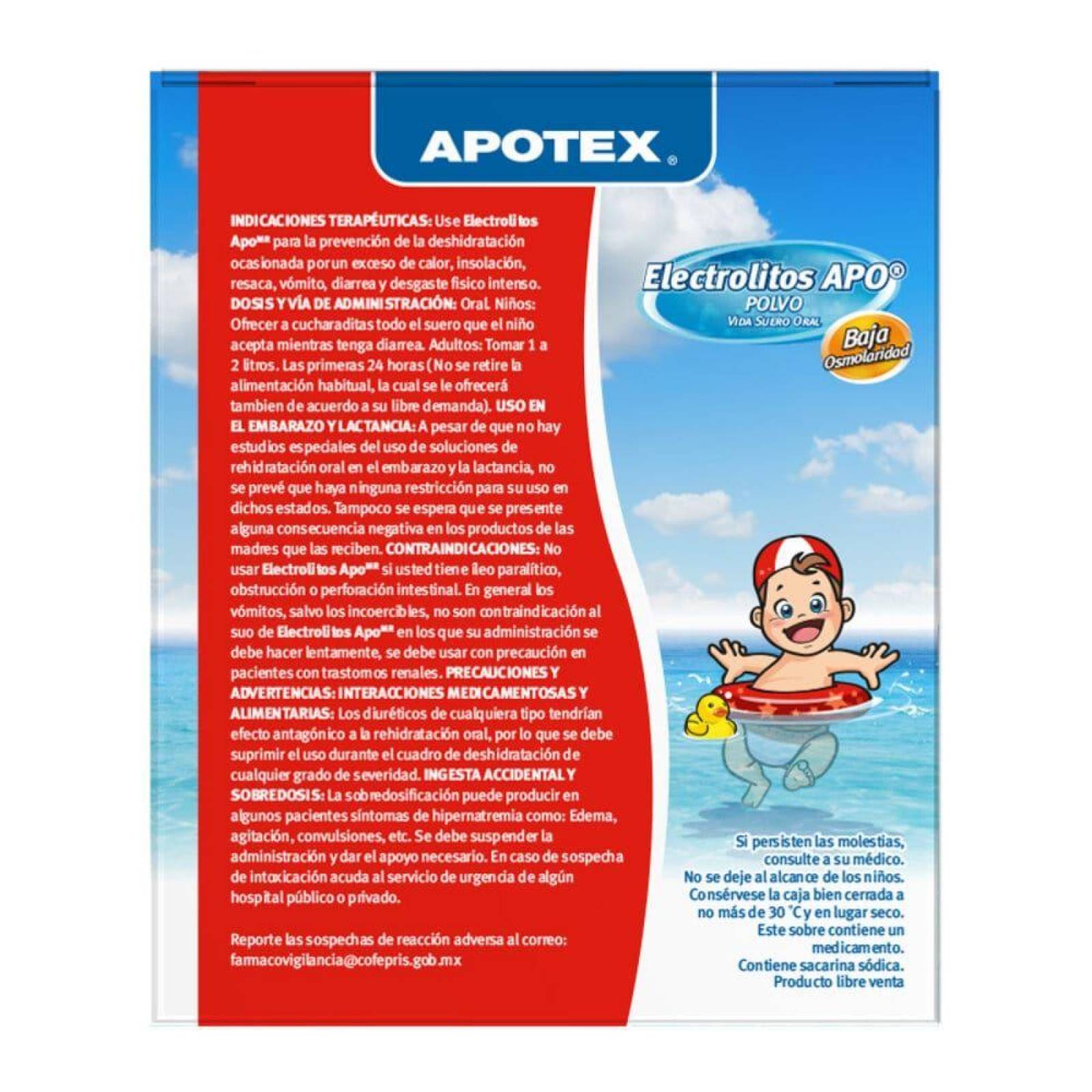 Electrolitos Apo Baja Osmolaridad Caja Con 4 Sobres De 20.7 g Sabor Manzana 