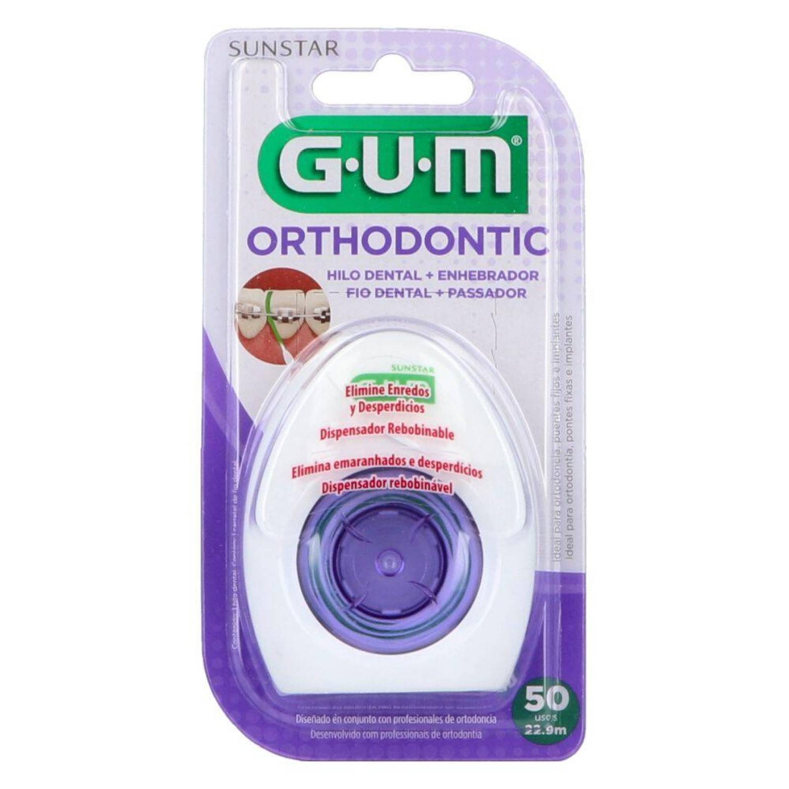 Gum Hilo Dental Orthodontic Floss Empaque Con 1 Rollo 50 m 
