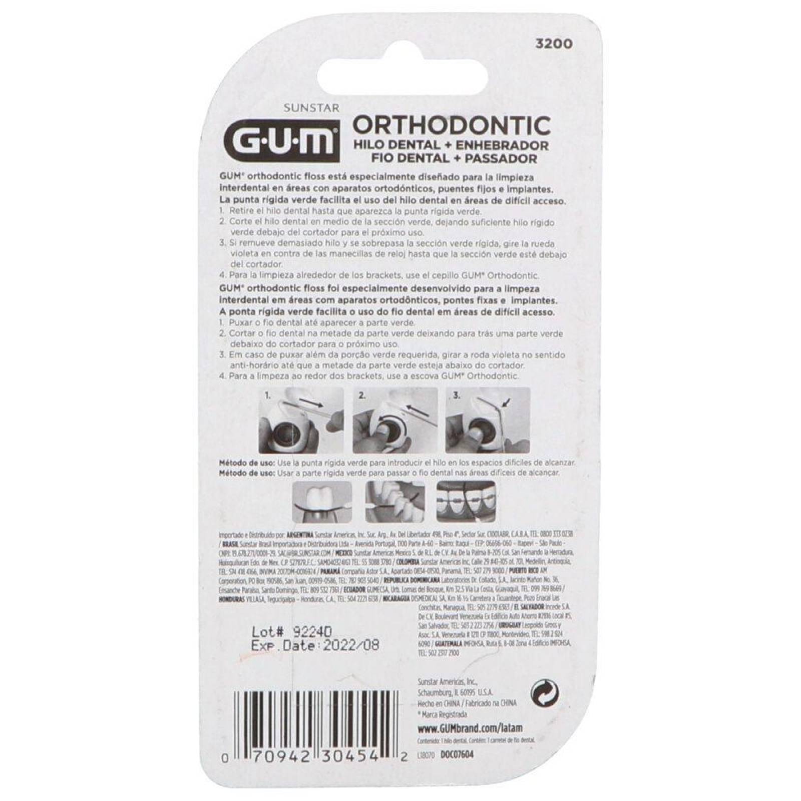 Gum Hilo Dental Orthodontic Floss Empaque Con 1 Rollo 50 m 