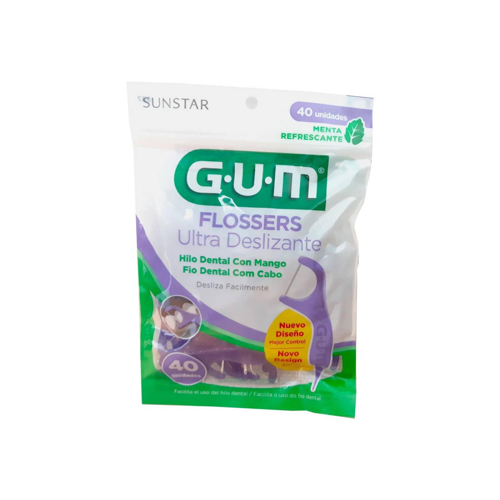 Hilo Dental Con Mango Bolsa Con 40 Piezas Sabor Menta Refrescante 