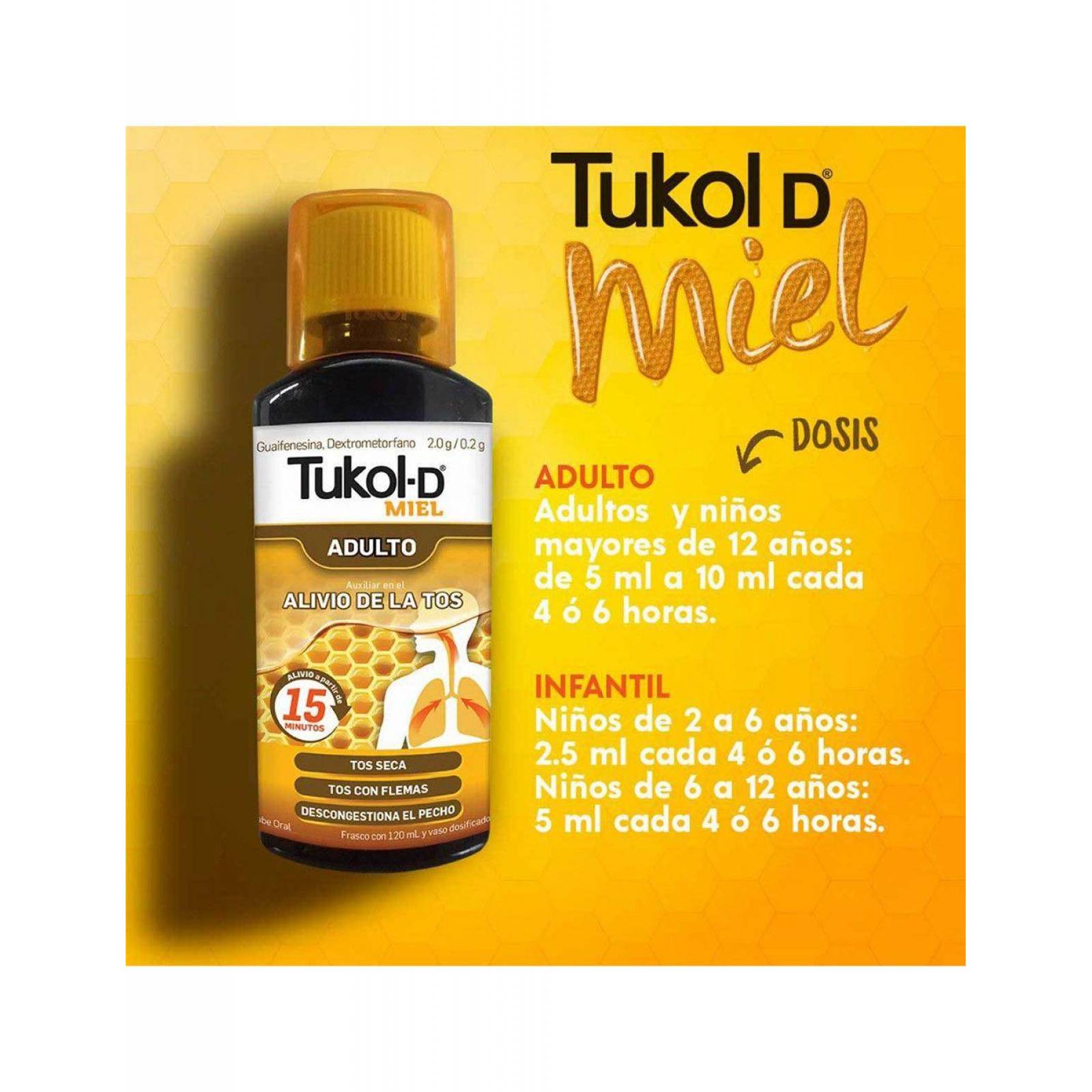 Tukol-D Jarabe Adulto Sabor Miel Con 120 mL 