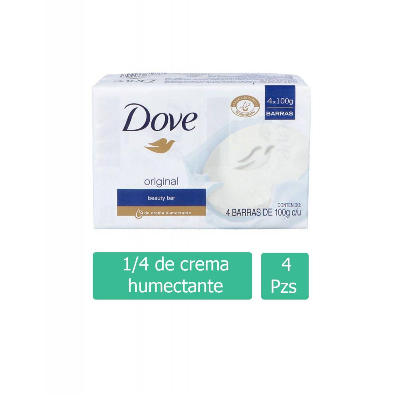 Jabón Dove Empaque Con 4 Barras De 100g Cada Una 