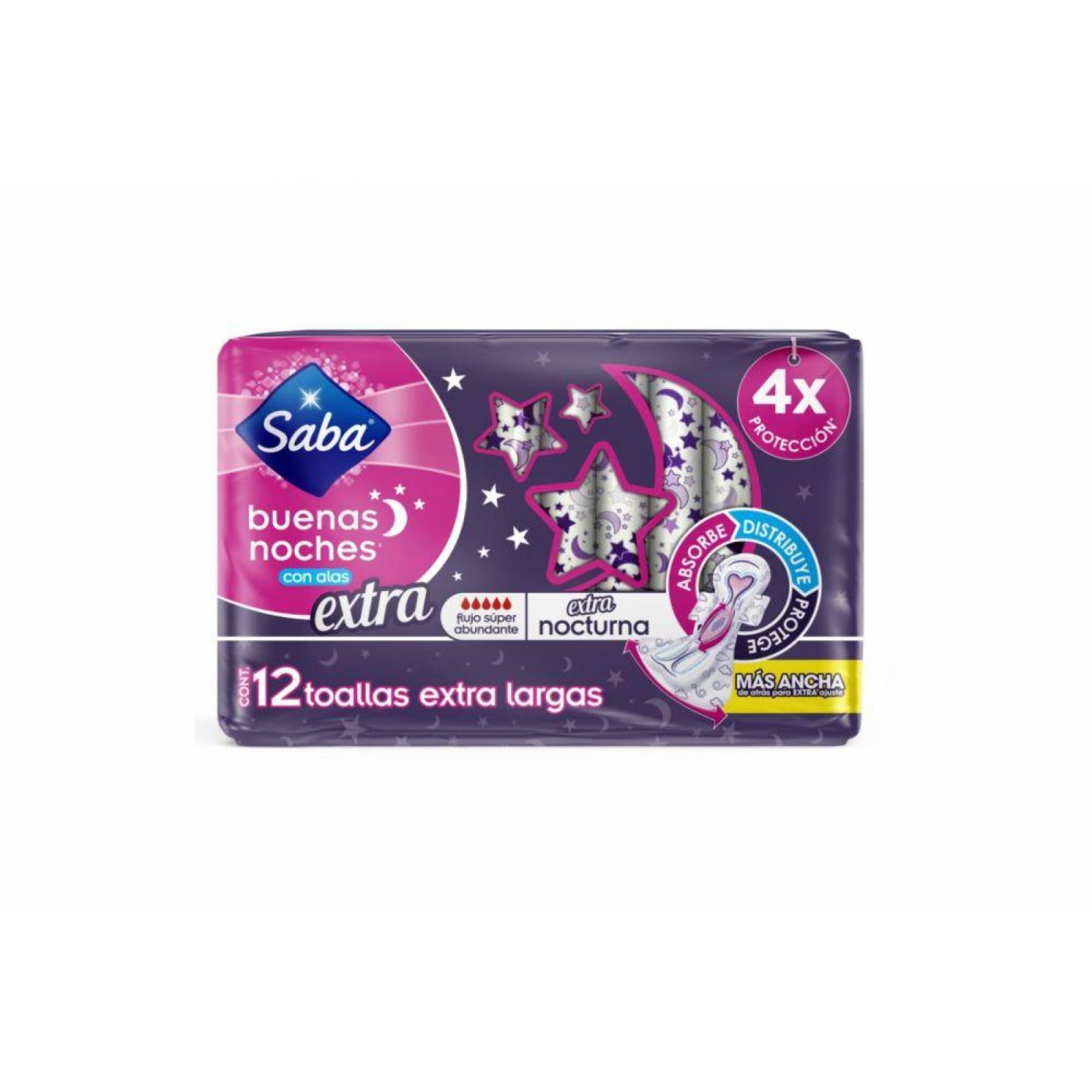 Toallas Sanitarias Saba Noche Alas Xlga 