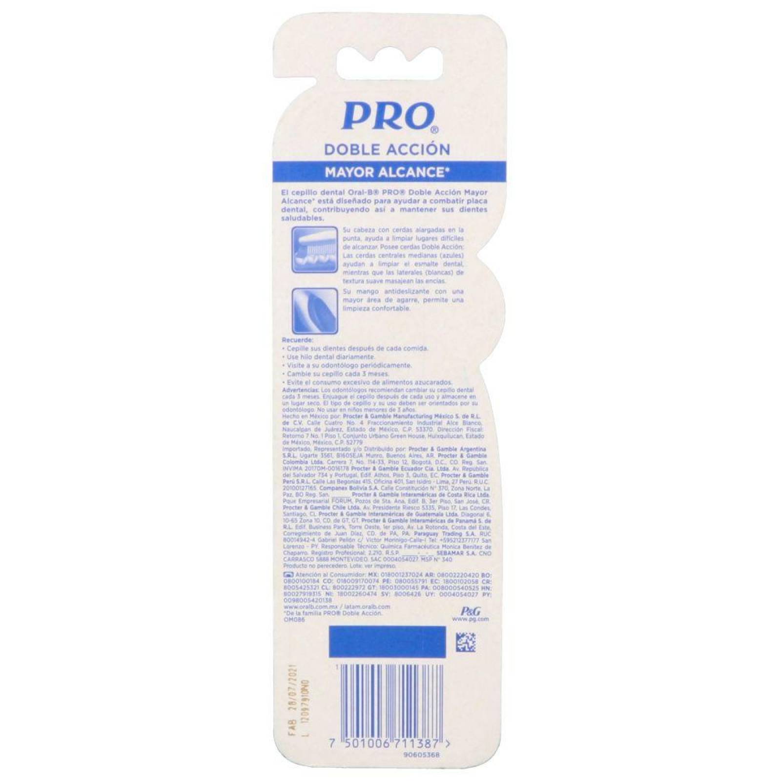 Oral B Pro Cepillo Dental Doble Acción Empaque 2x1 Precio Especial 