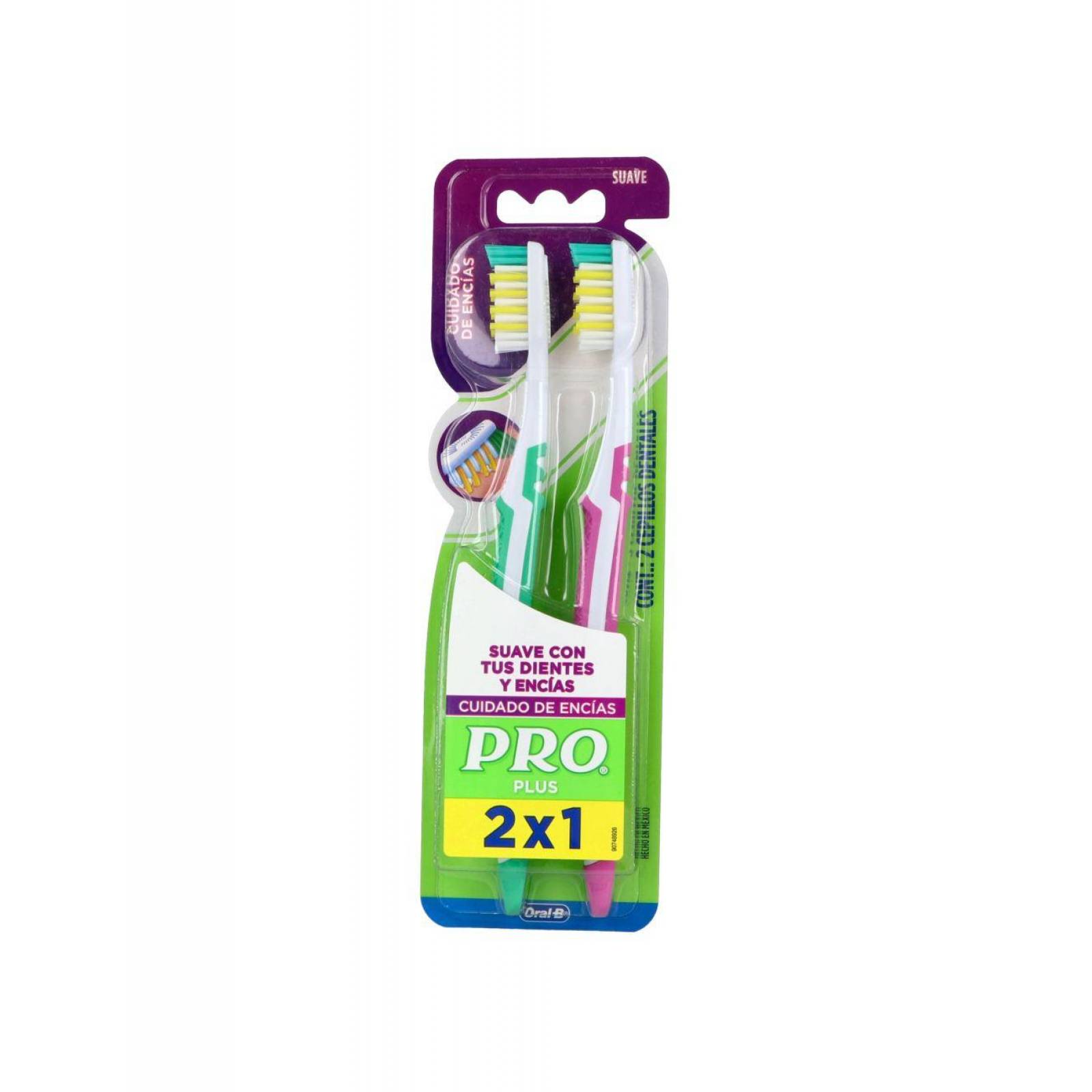 PRO Plus Cepillo Dental Cuidado Encias (2 piezas) 