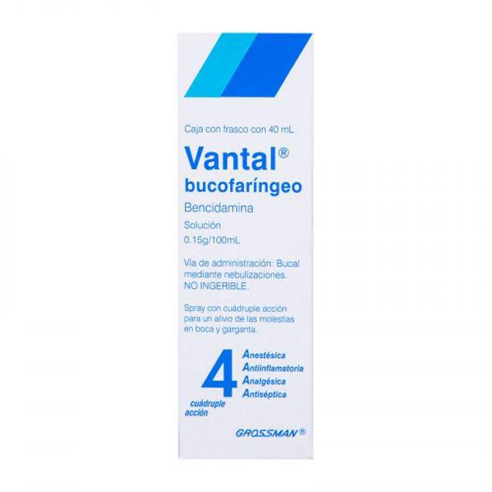 Vantal 0.15 g Bucofaríngeo Solución Frasco Atomizador Con 40 mL 