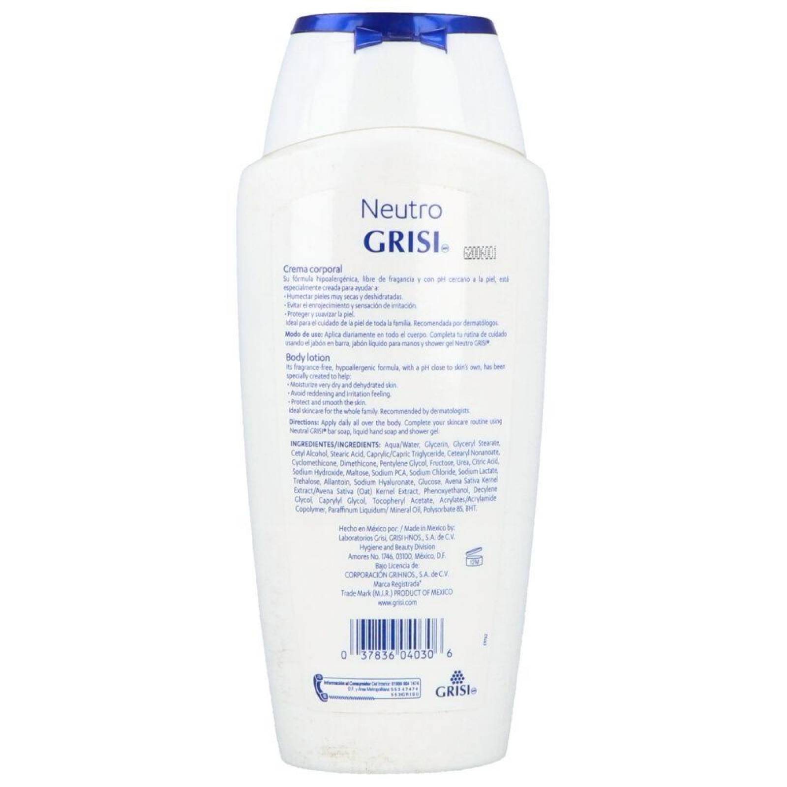 Grisi Crema Corporal Neutral Frasco Con 400 mL 