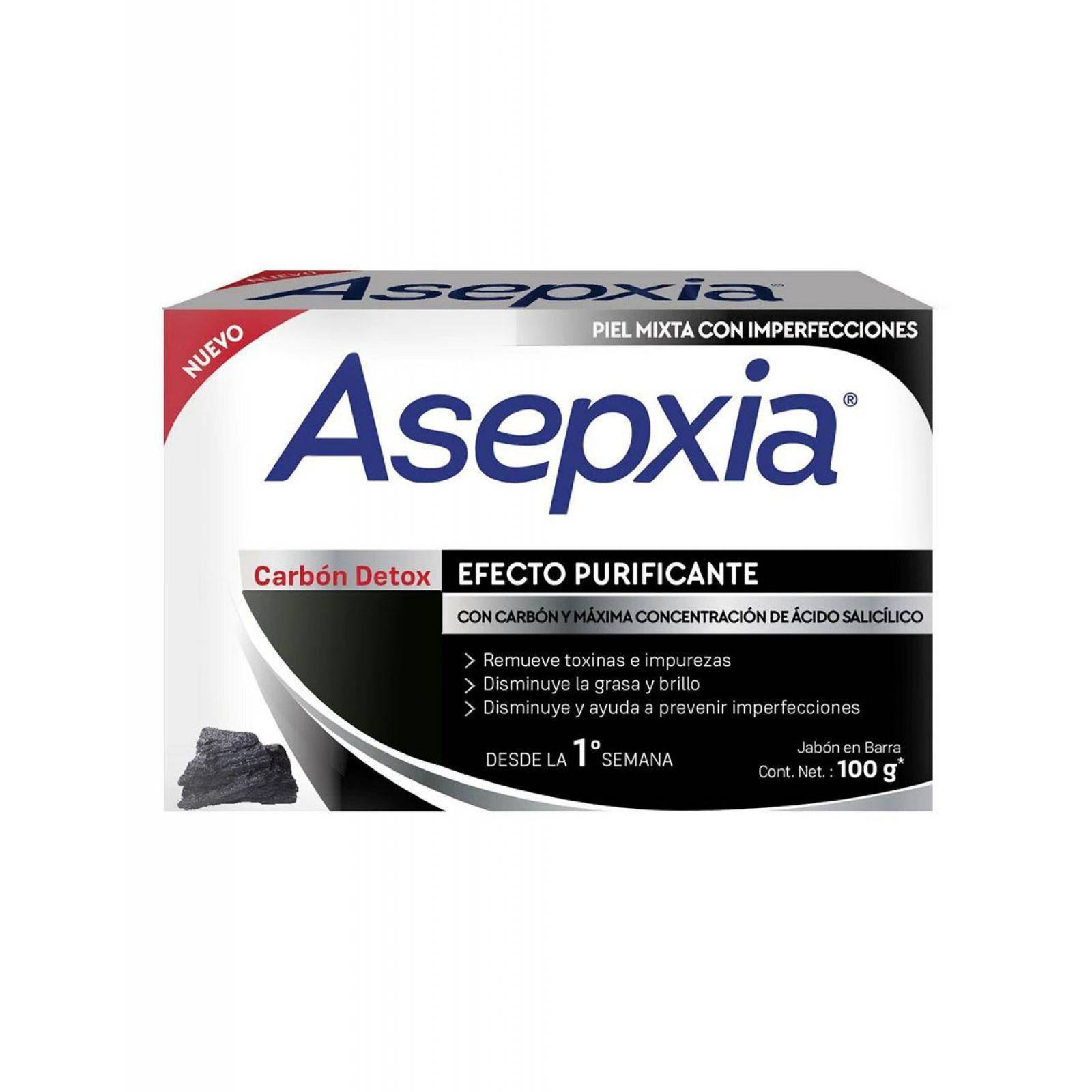 Asepxia Jabon Facial Antiacne Carbon 100 G 