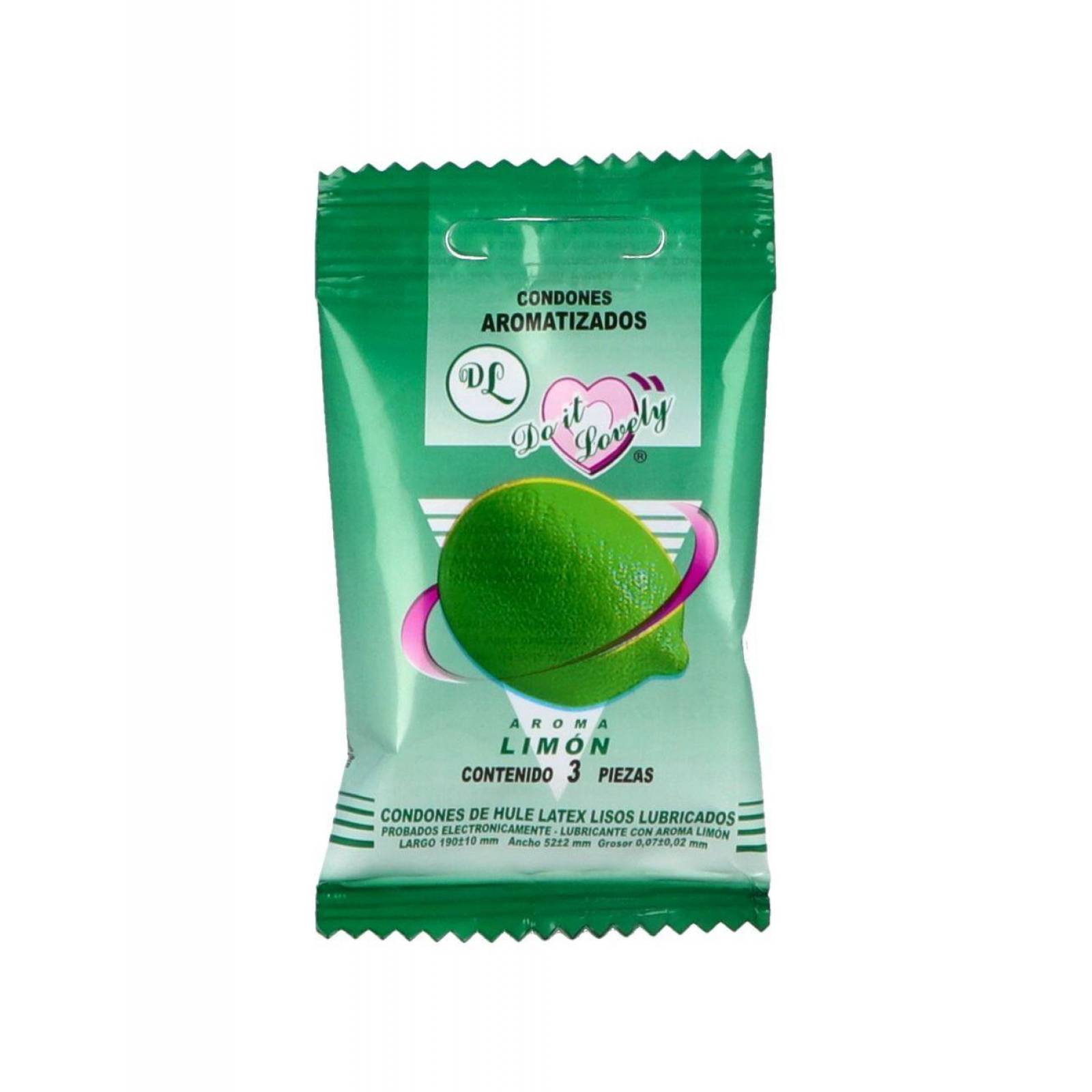 Condones Do It Lovely Empaque Con 3 Piezas Aroma Limón 